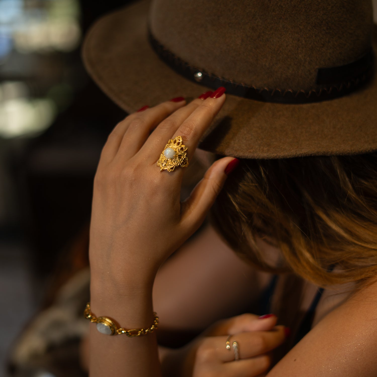 Eternal Grace Pearl Gold Adjustable Ring