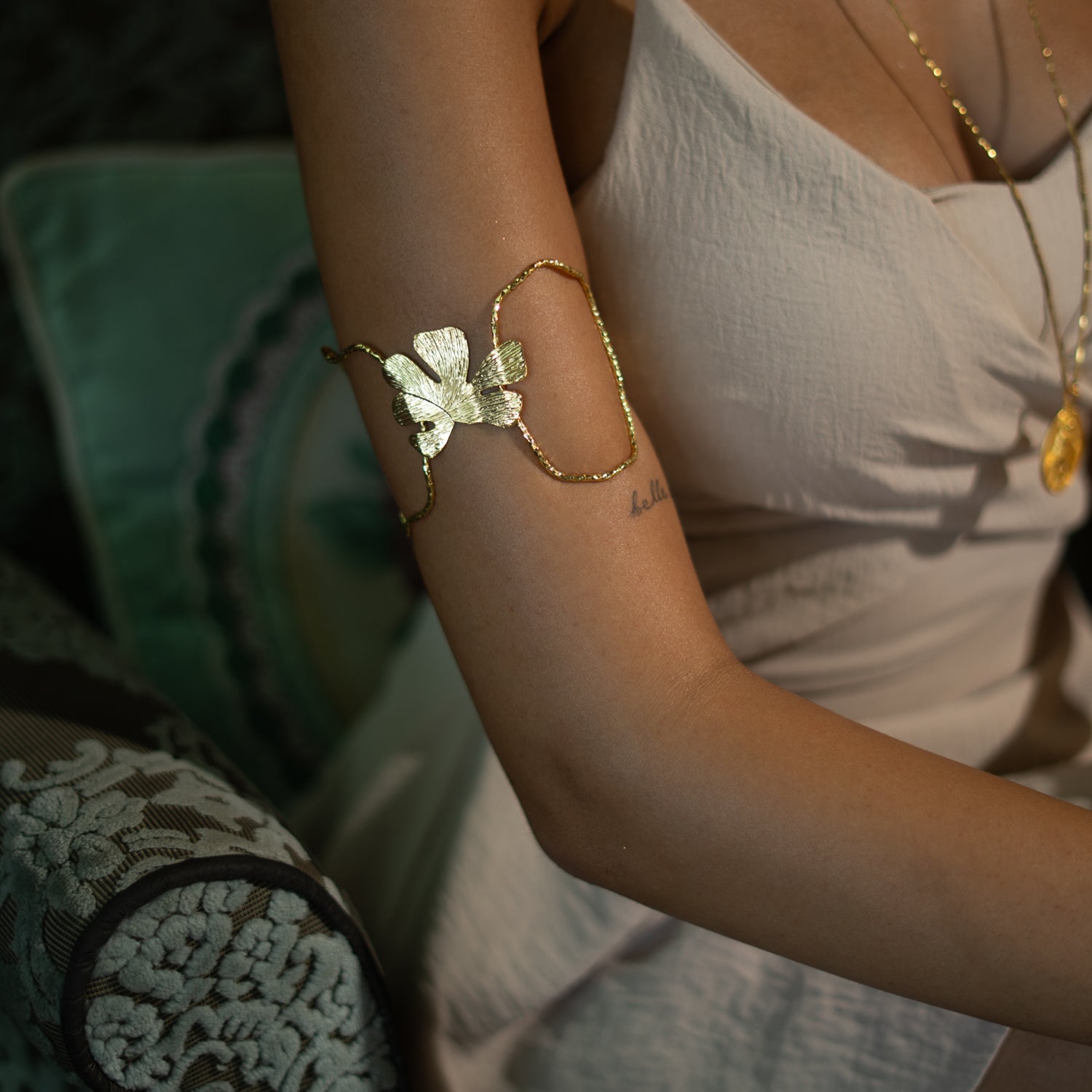 Eternal Leaves Gold Arm & Cuff Bracelet