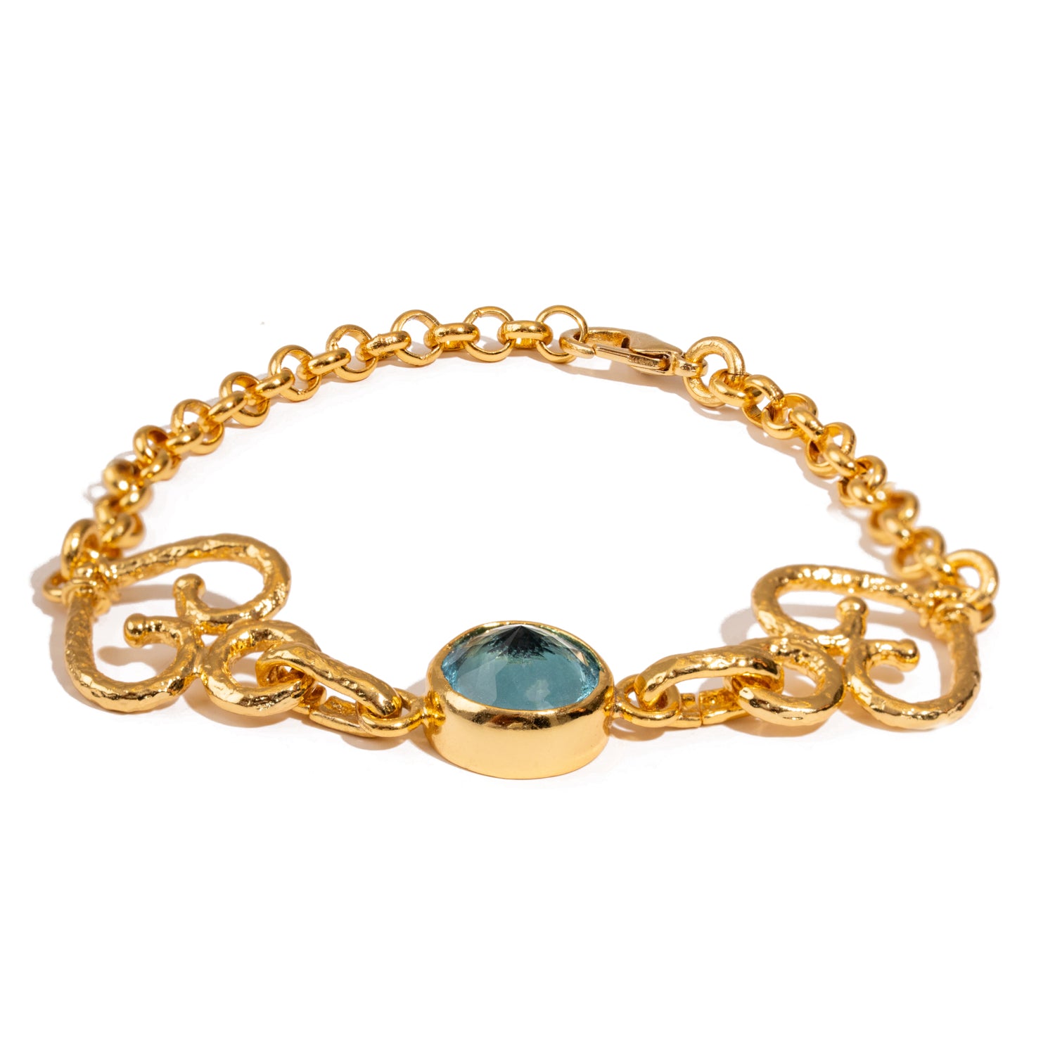 Eternal Love Blue Topaz Gold Adjustable Bracelet