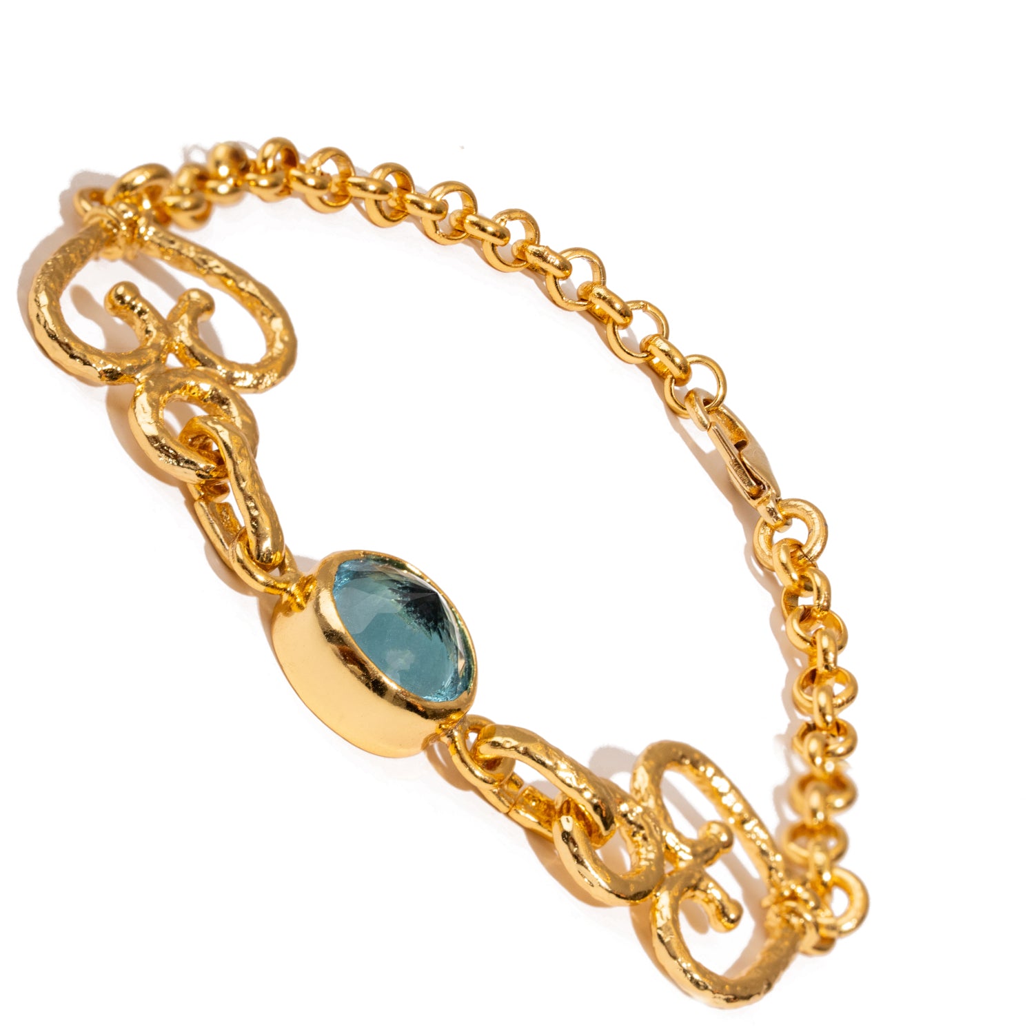 Eternal Love Blue Topaz Gold Adjustable Bracelet