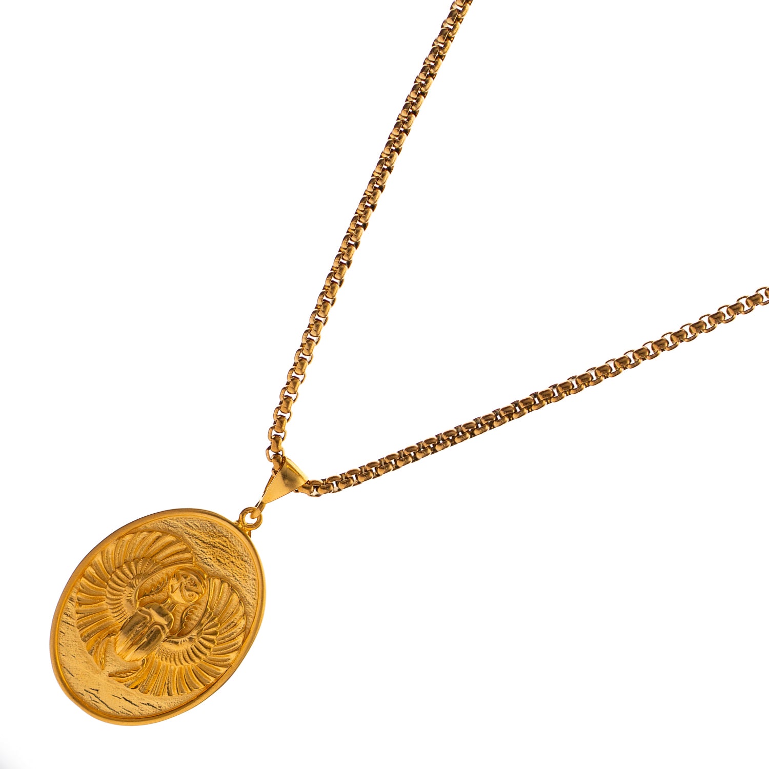 Eternal Scarab Guardian Medallion Gold Necklace