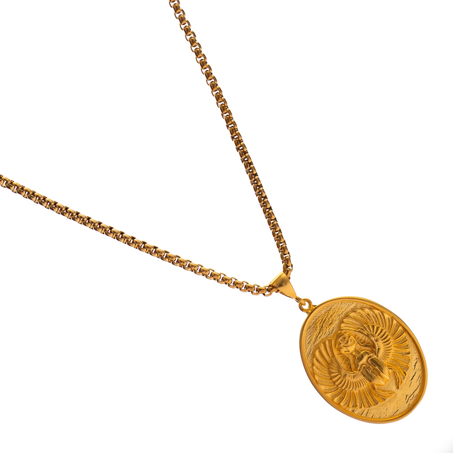 Eternal Scarab Guardian Medallion Gold Necklace