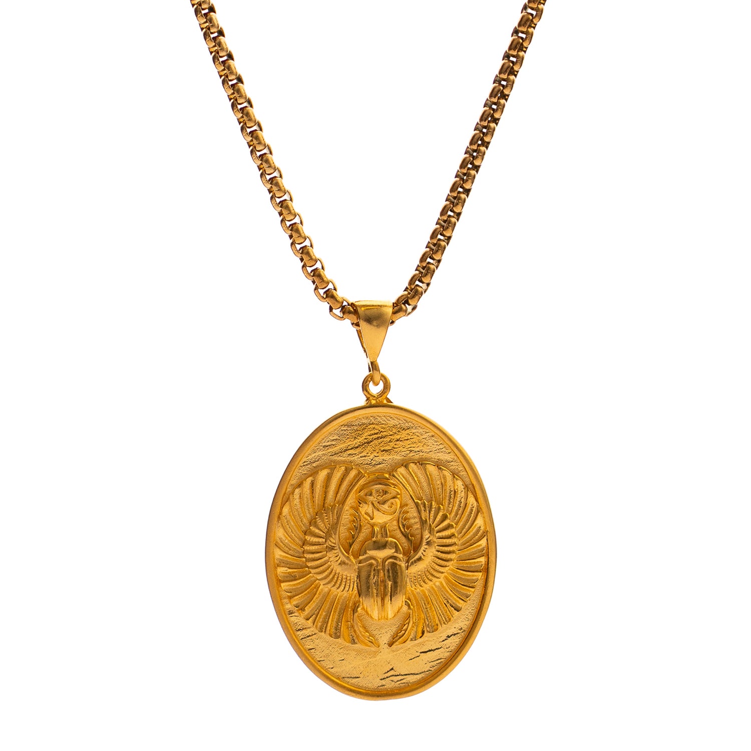 Eternal Scarab Guardian Medallion Gold Necklace