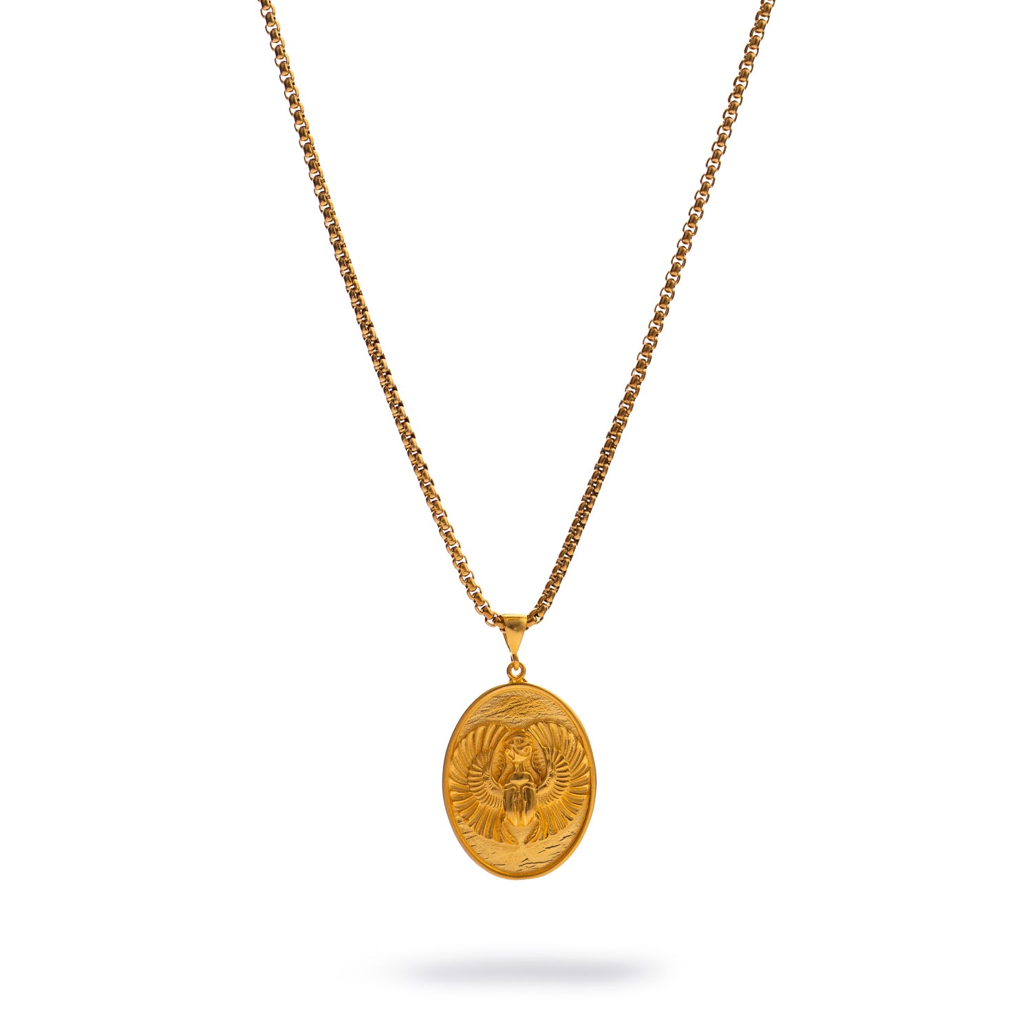 Eternal Scarab Guardian Medallion Gold Necklace