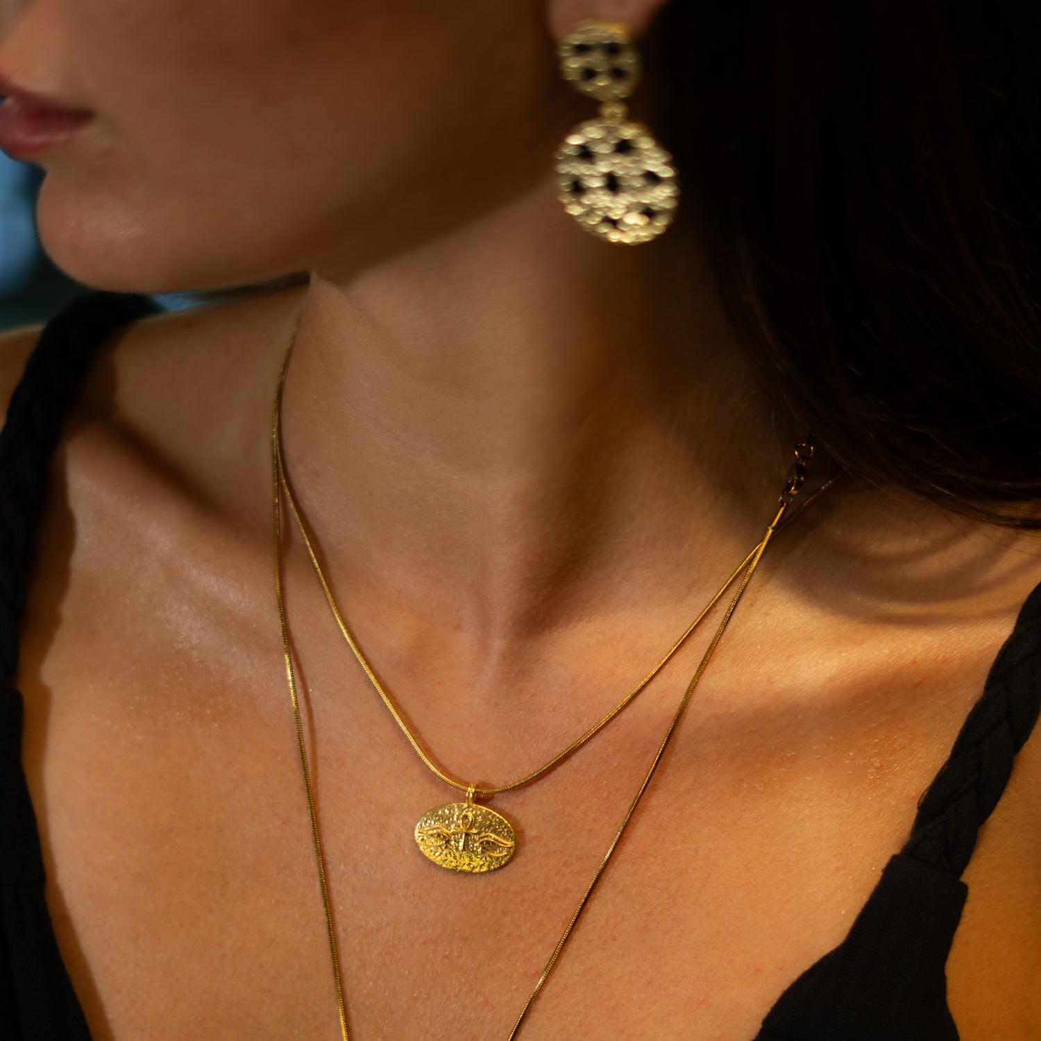 Eternal Vision Ankh Gold Medallion Necklace