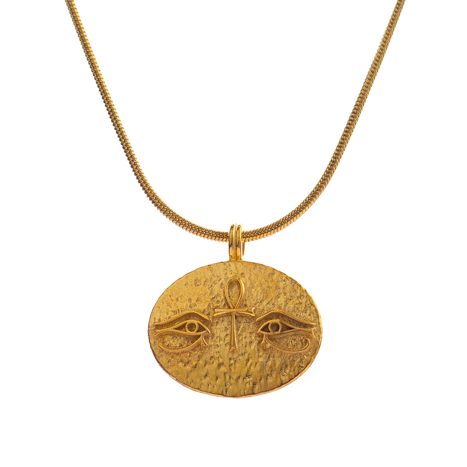 Eternal Vision Ankh Gold Medallion Necklace