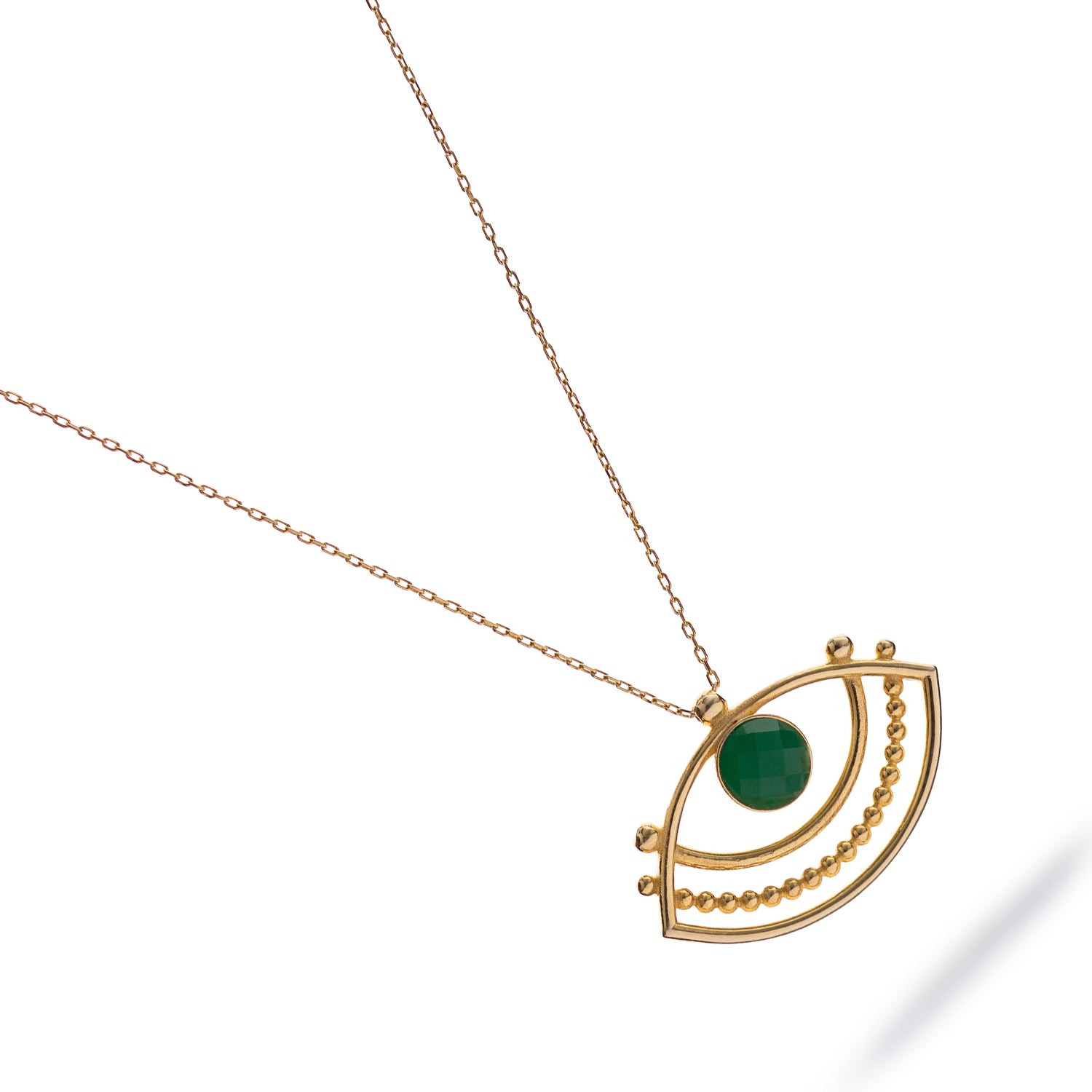Eternal Vision Emerald Eye Gold Necklace