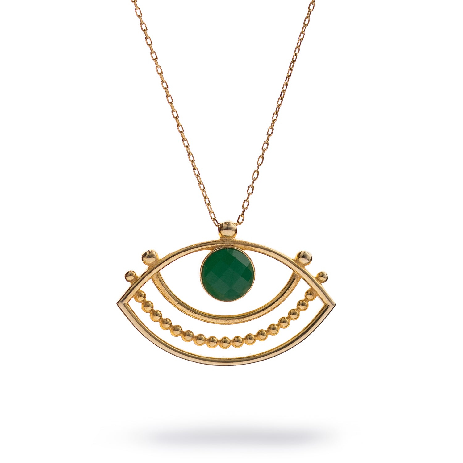 Eternal Vision Emerald Eye Gold Necklace