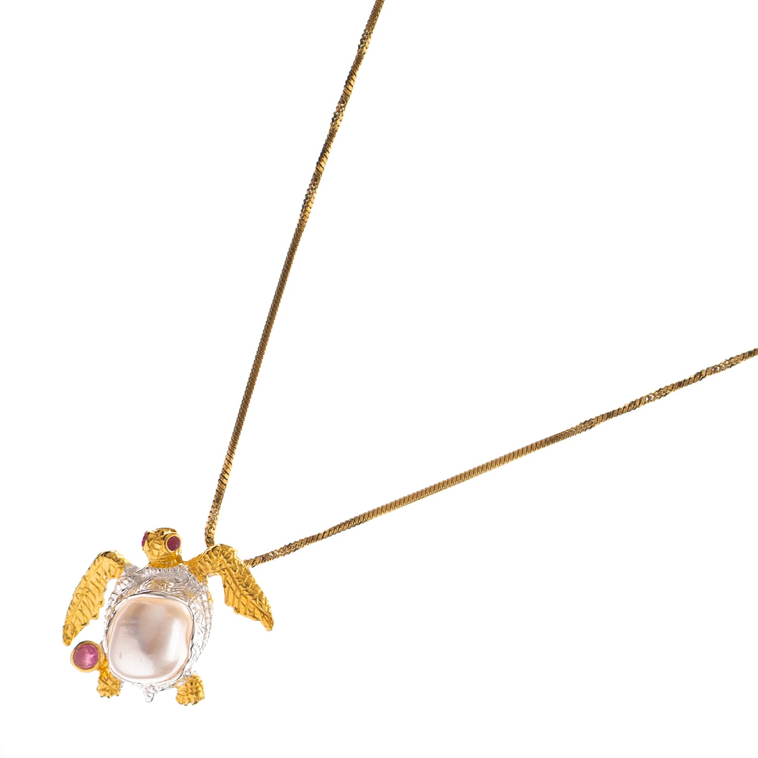 Eternal Wisdom Turtle Pearl & Ruby Necklace