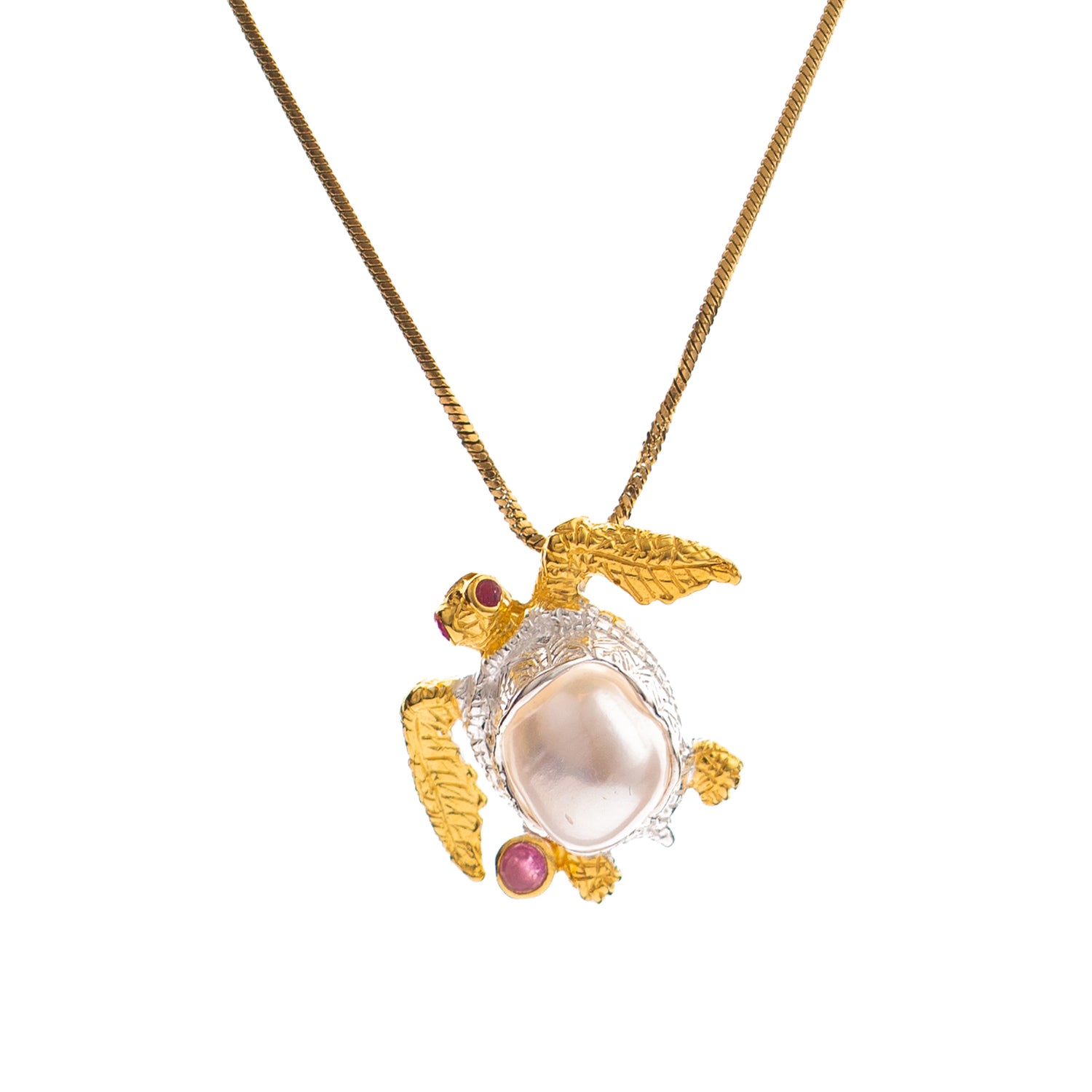 Eternal Wisdom Turtle Pearl & Ruby Necklace