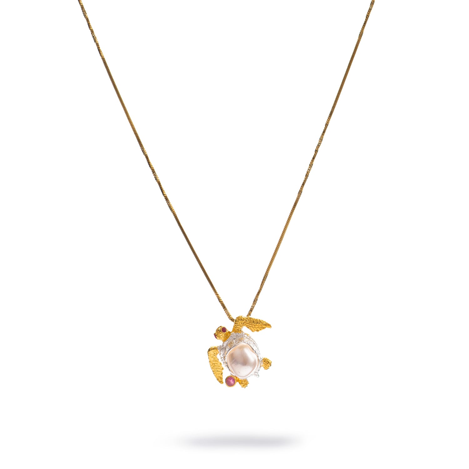 Eternal Wisdom Turtle Pearl & Ruby Necklace