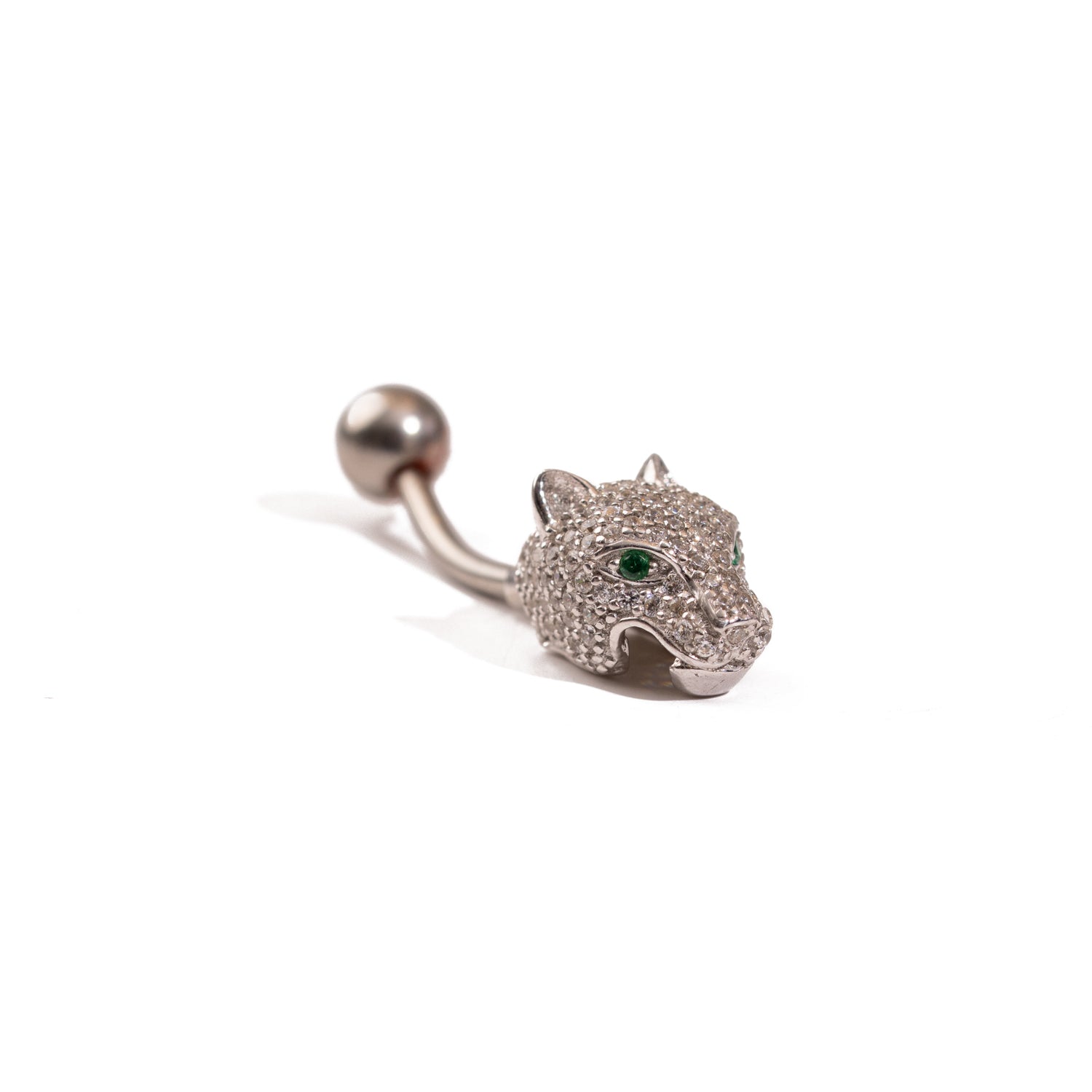 Fierce Panther Emerald Eye Sterling Silver Piercing
