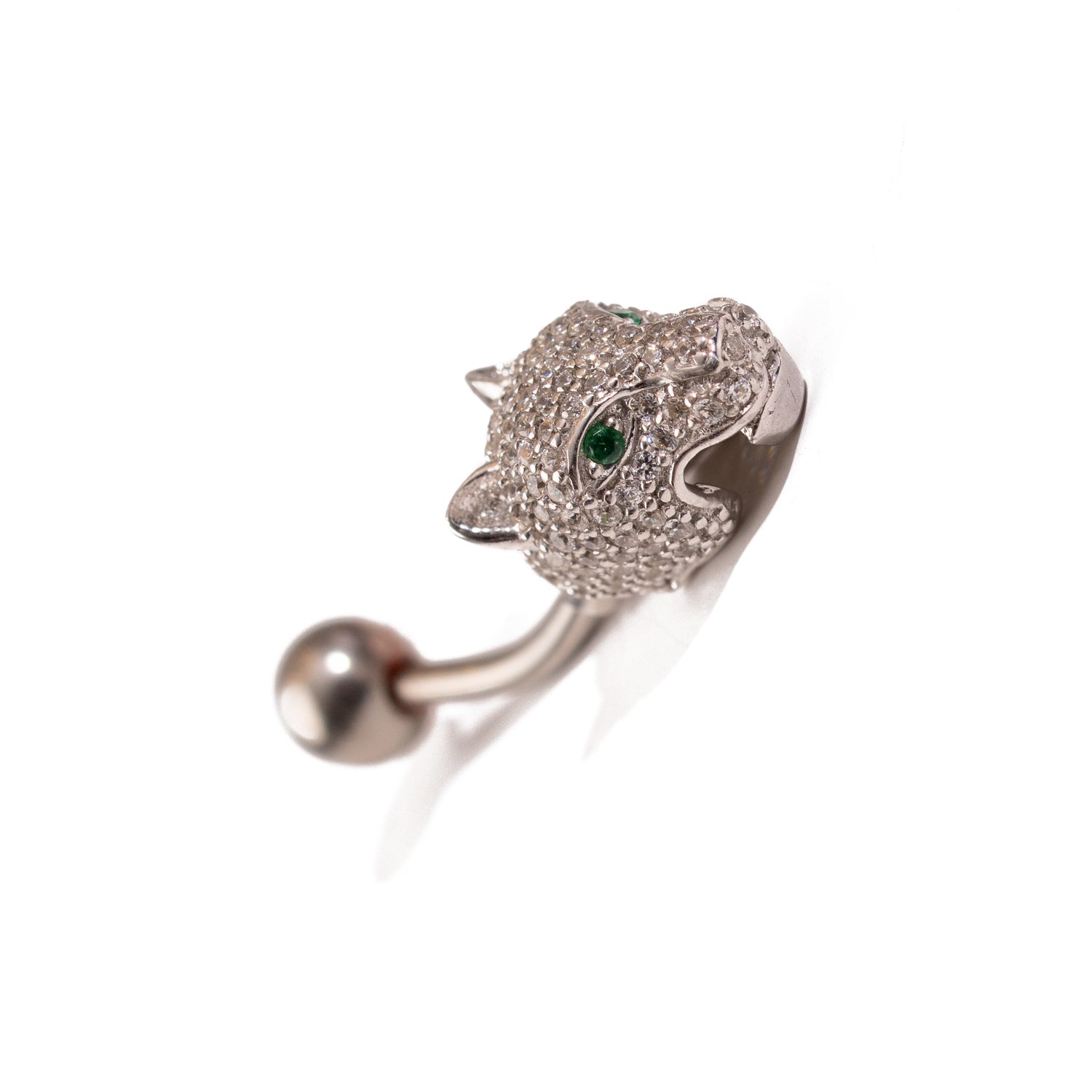 Fierce Panther Emerald Eye Sterling Silver Piercing