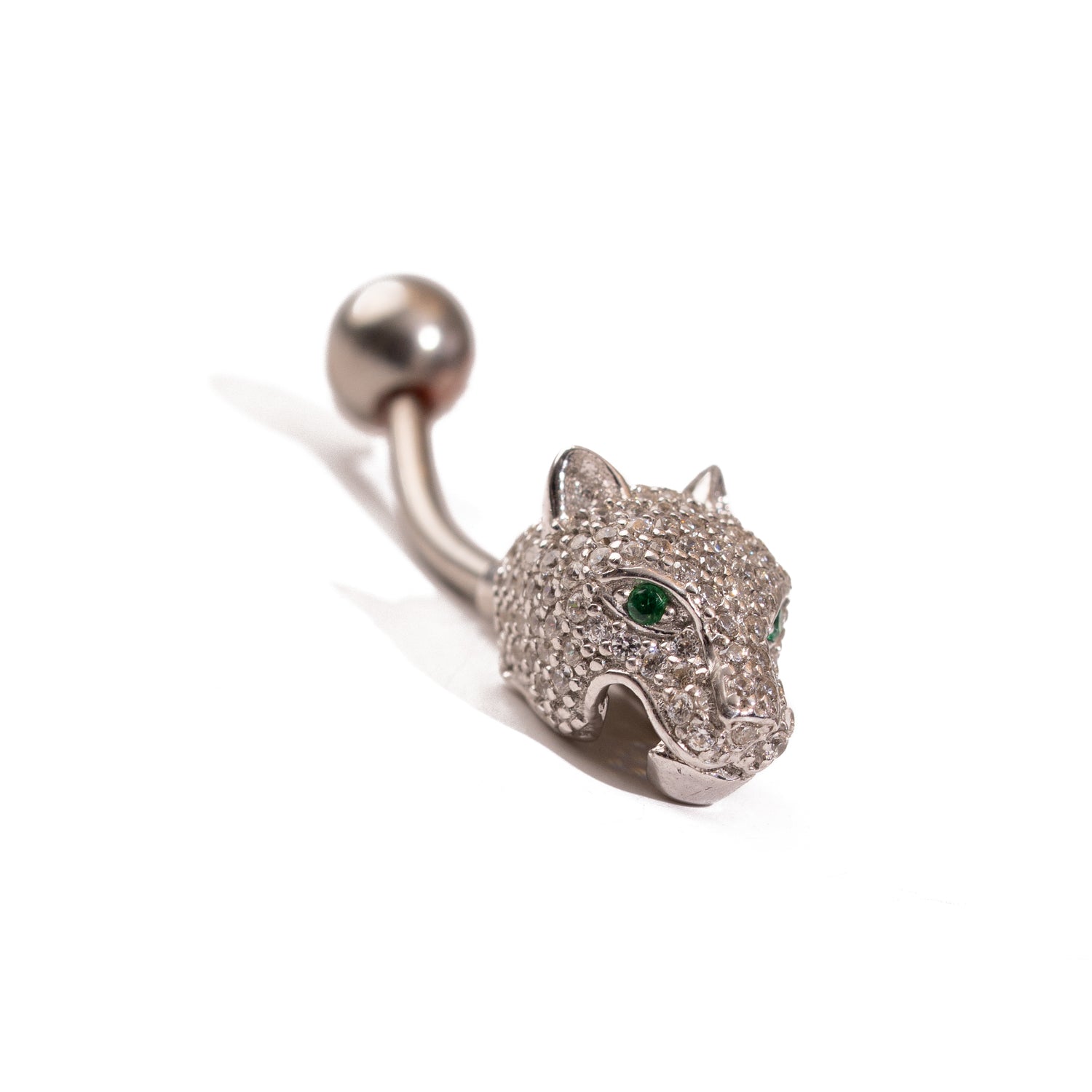 Fierce Panther Emerald Eye Sterling Silver Piercing