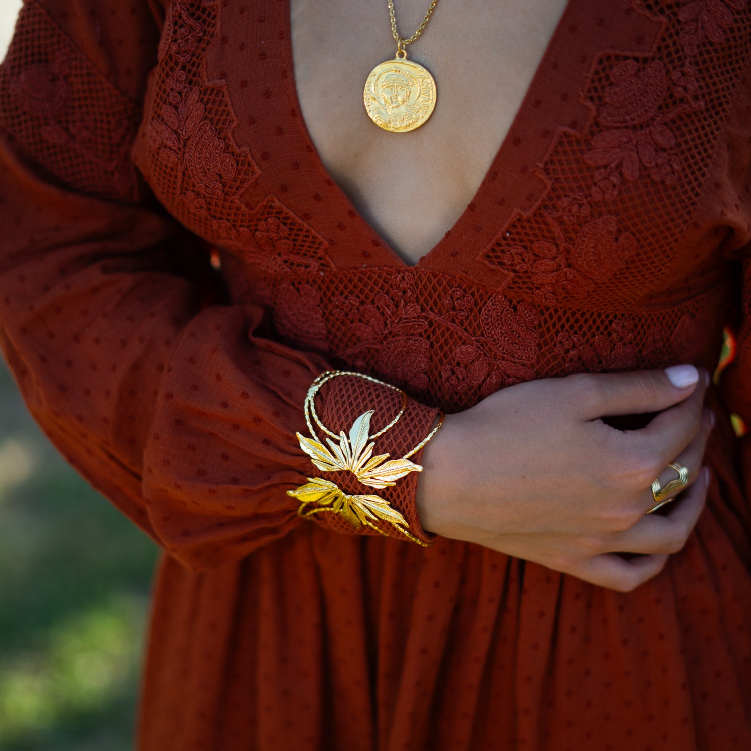 Floral Spirit Gold Arm & Cuff Bracelet