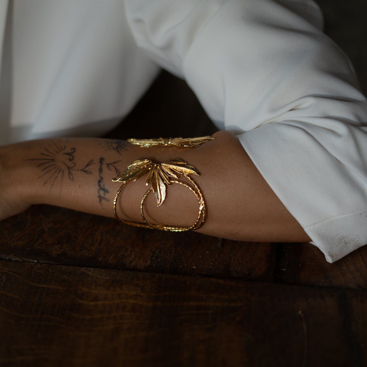 Floral Spirit Gold Arm & Cuff Bracelet