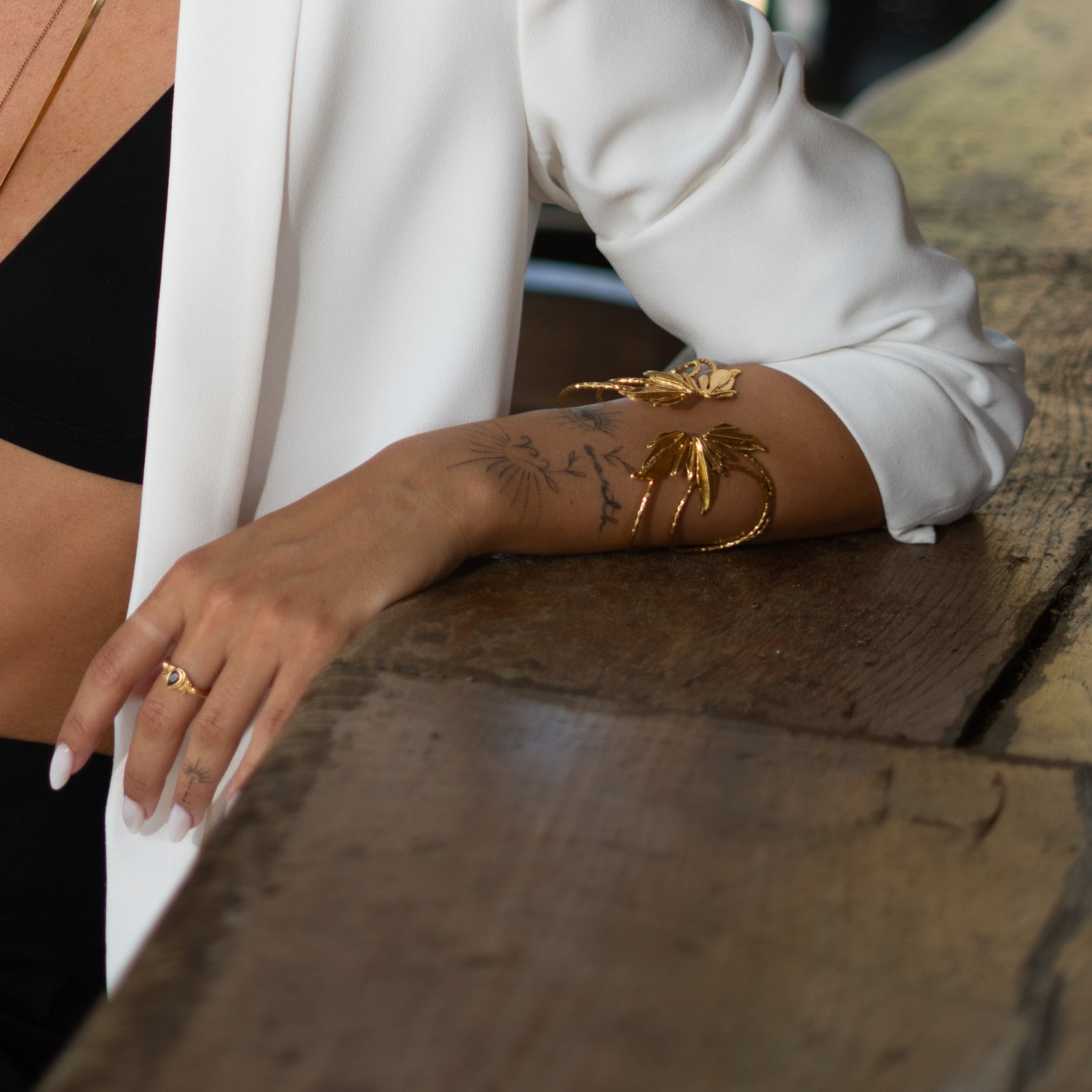 Floral Spirit Gold Arm & Cuff Bracelet