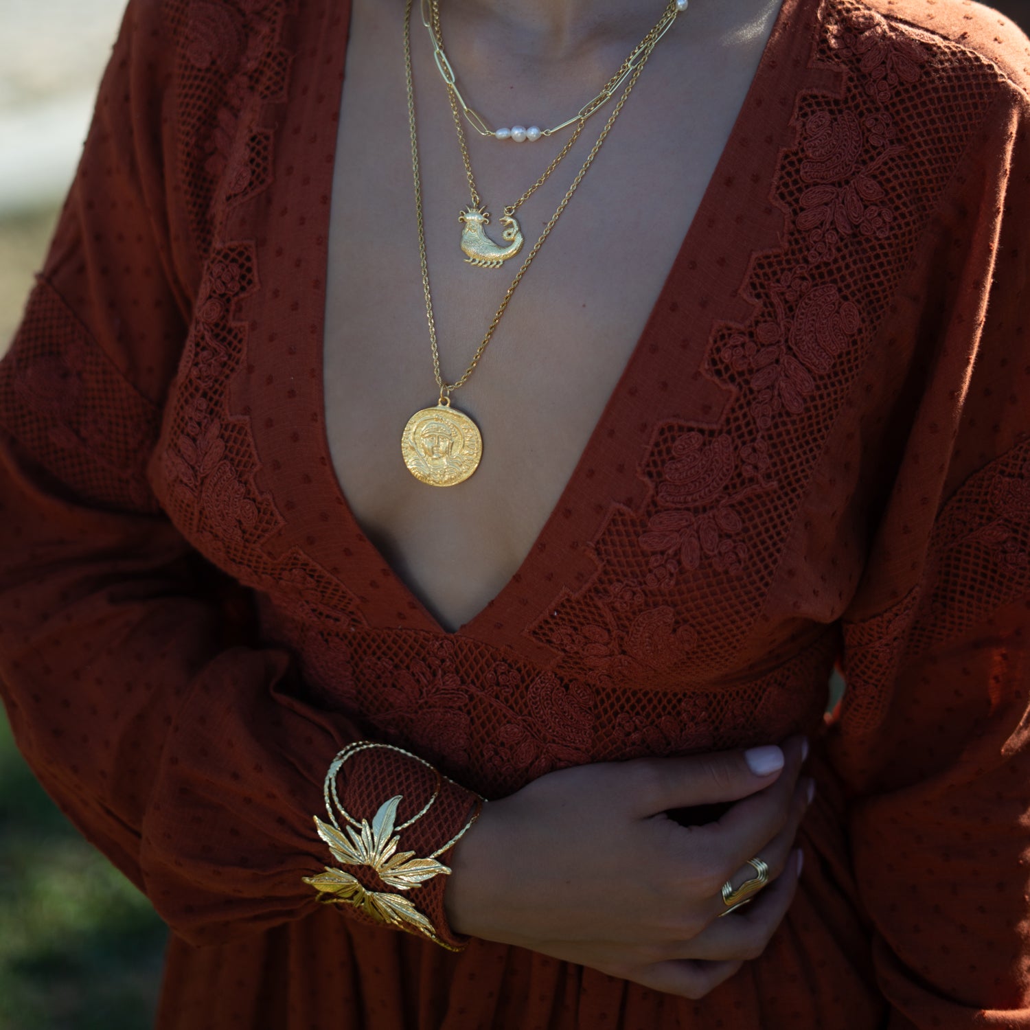 Floral Spirit Gold Arm & Cuff Bracelet