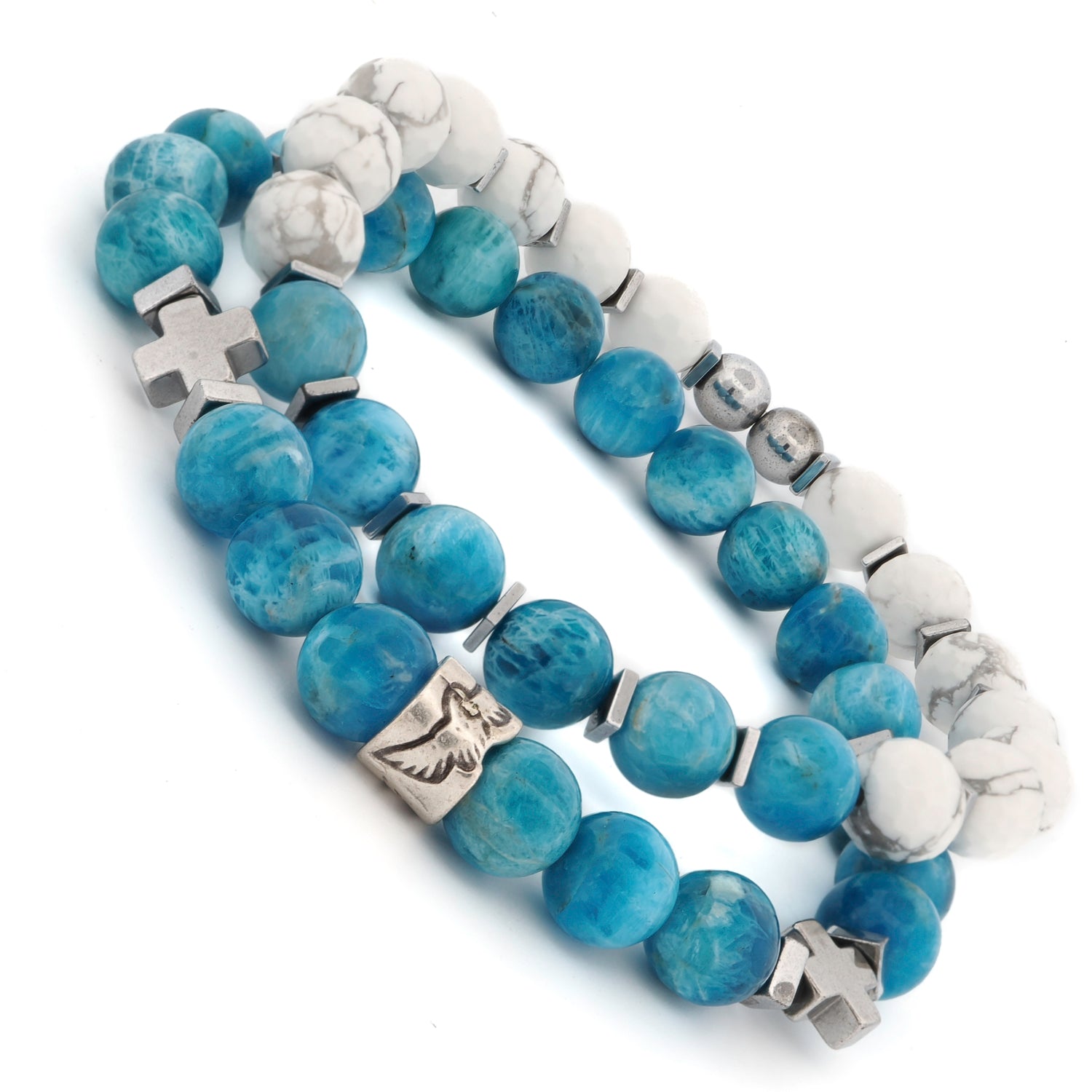 Freedom Spirit Blue Apatite & Howlite Bracelet Set