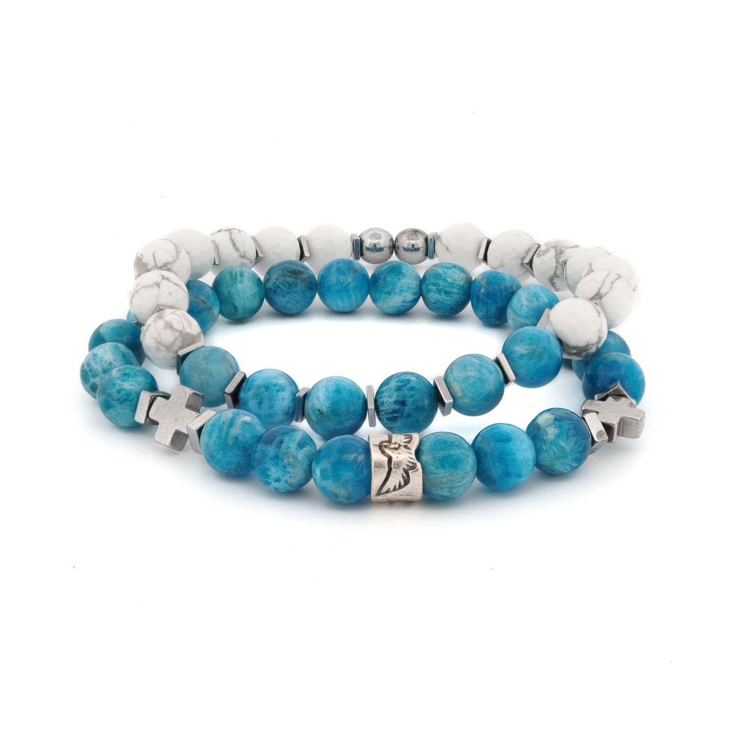 Freedom Spirit Blue Apatite & Howlite Bracelet Set