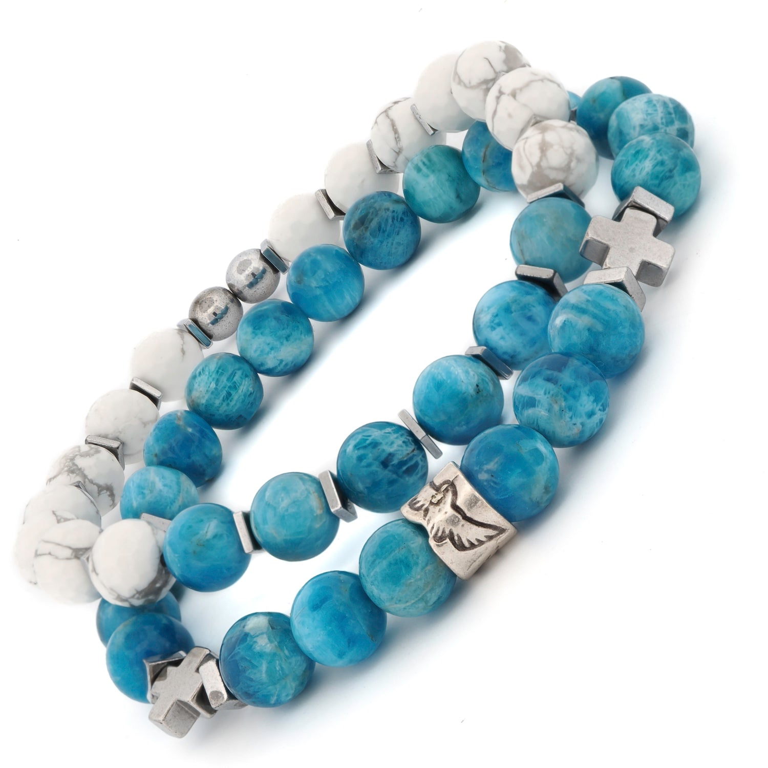 Freedom Spirit Blue Apatite & Howlite Bracelet Set