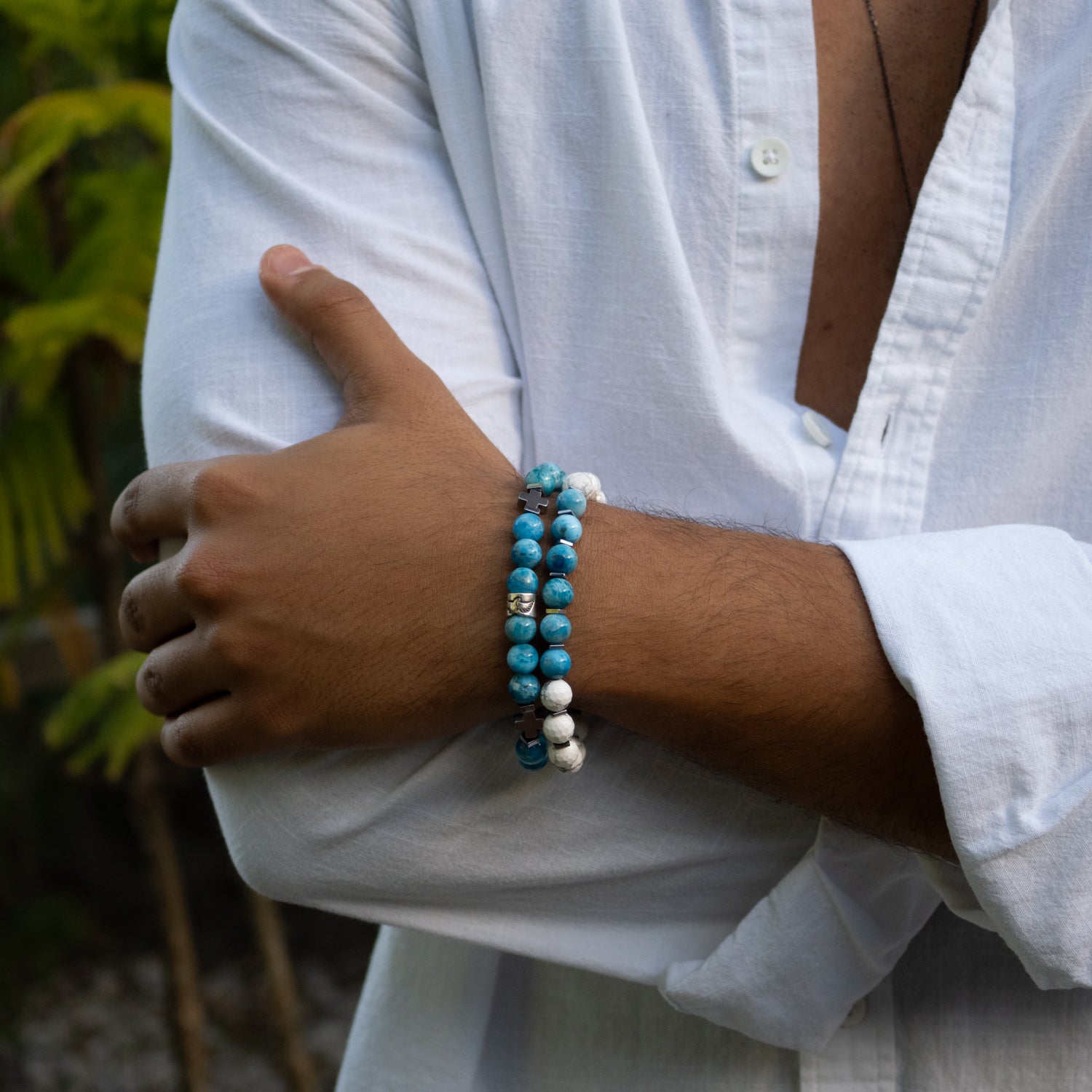 Freedom Spirit Blue Apatite & Howlite Bracelet Set