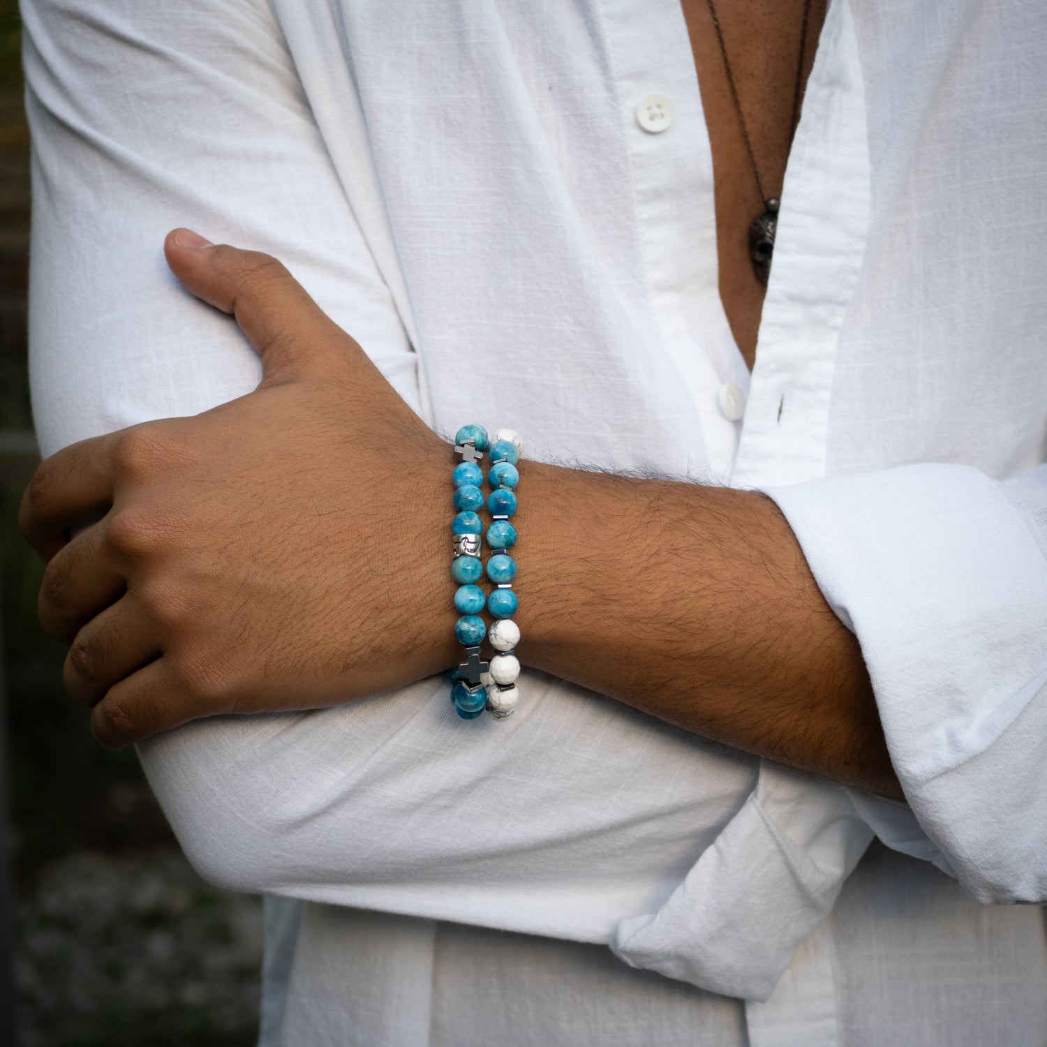 Freedom Spirit Blue Apatite & Howlite Bracelet Set