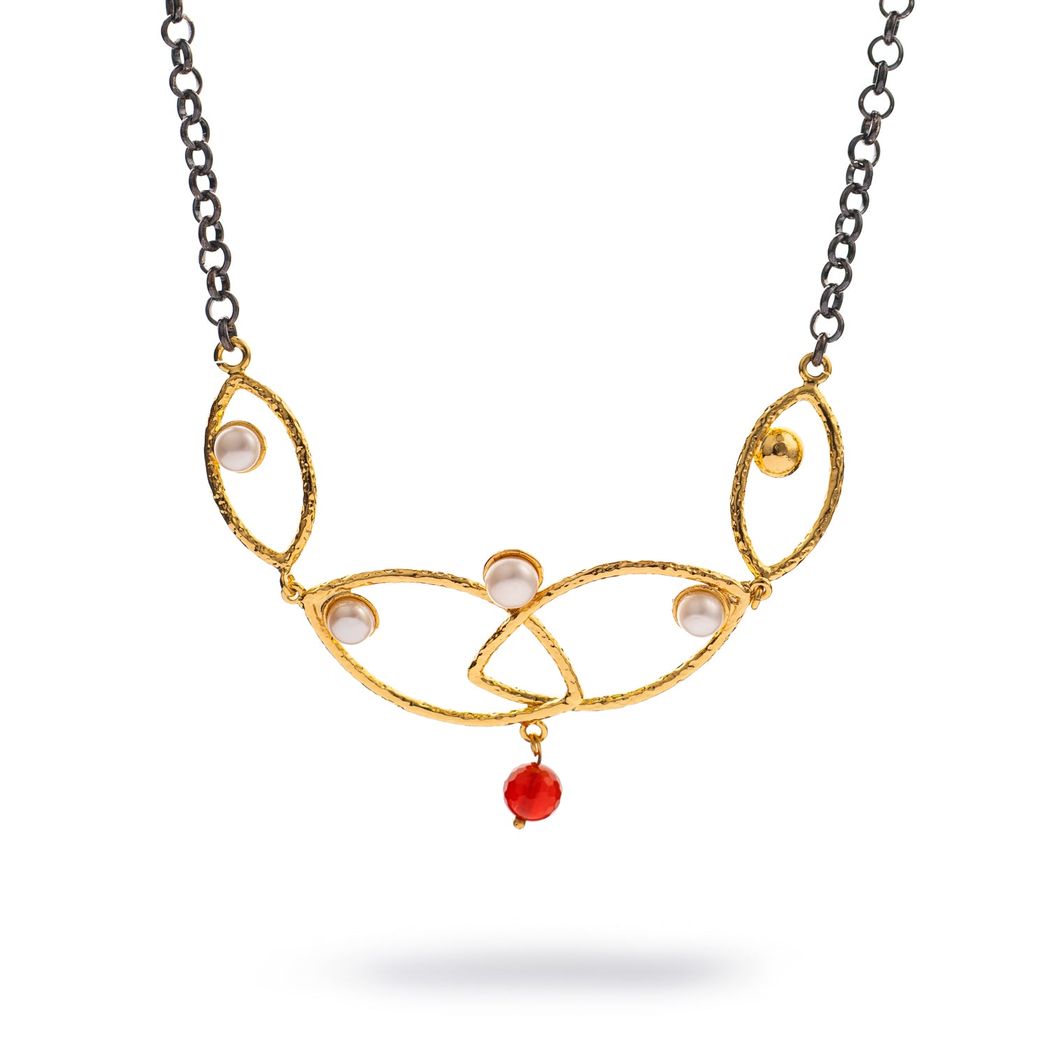 Goddess Balance Pearl & Ruby Red Necklace