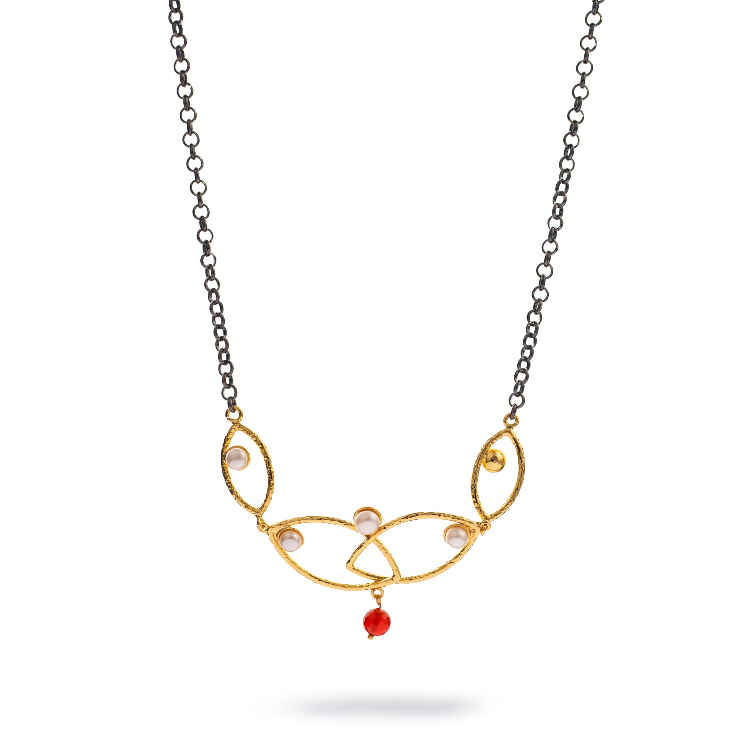 Goddess Balance Pearl & Ruby Red Necklace