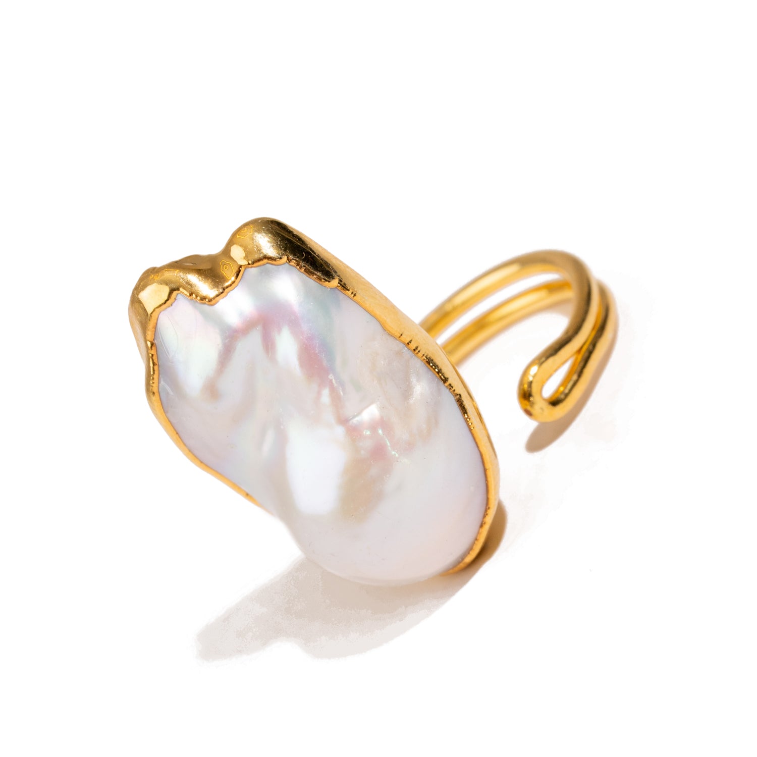 Goddess Baroque Pearl Gold Statement Adjustable Ring