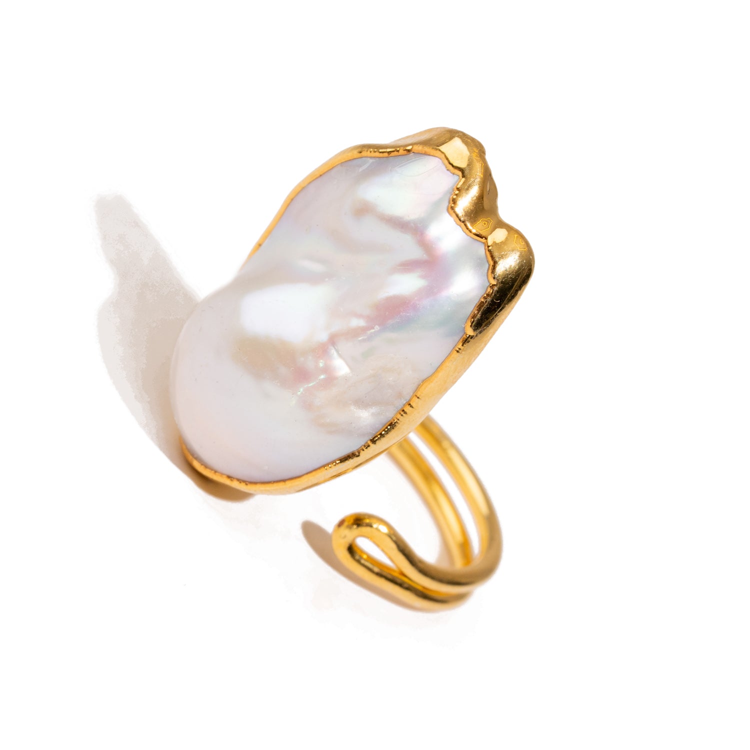 Goddess Baroque Pearl Gold Statement Adjustable Ring