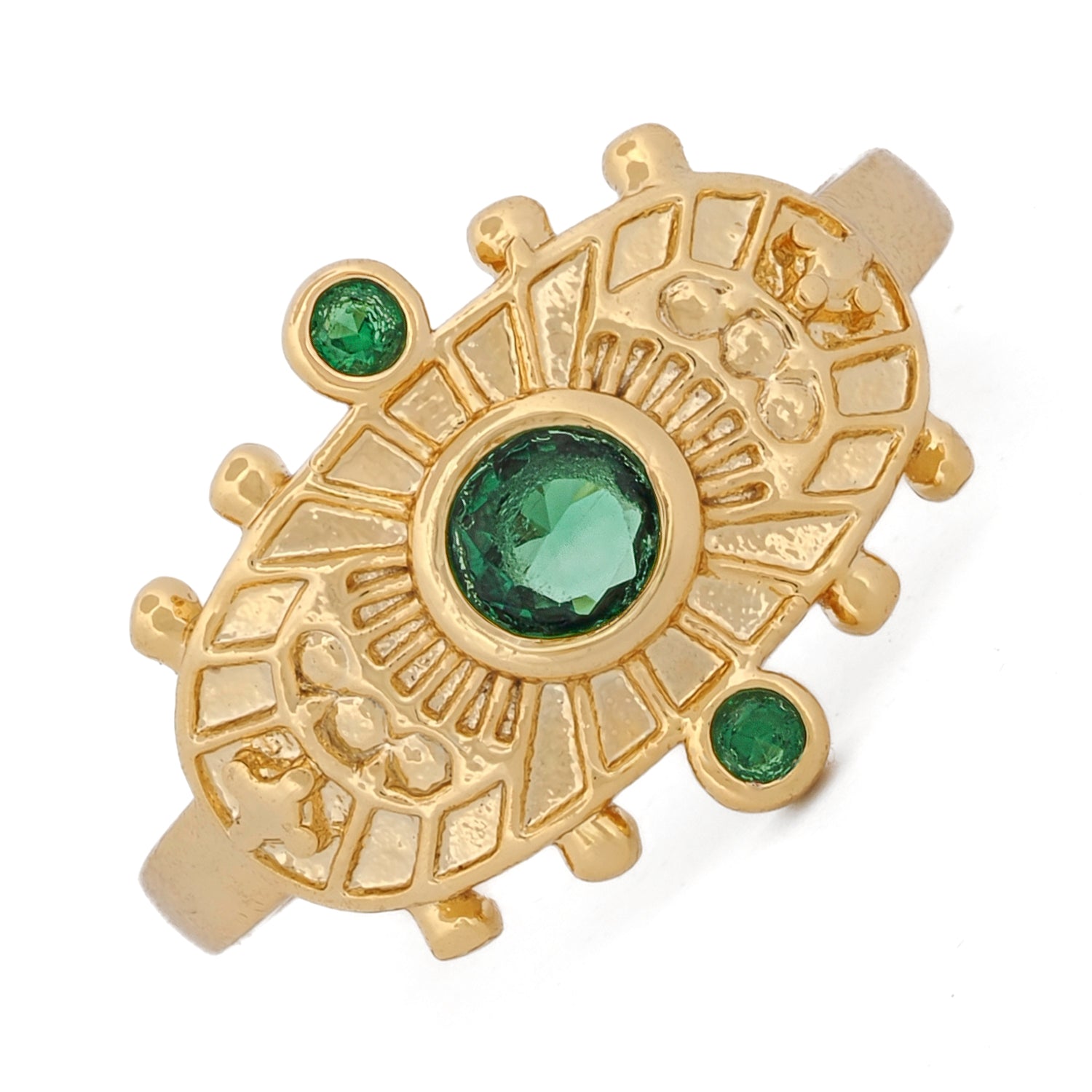 Elegant spiritual ring with emerald representing heart chakra, clarity, and emotional renewal.