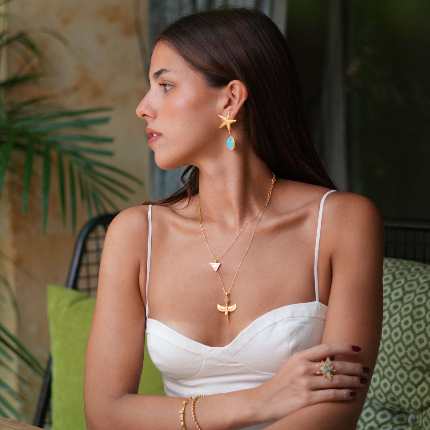 Goddess Isis Pendant Necklace in 18K Gold with Blue Opal for a Symbol of Empowerment and Spirituality