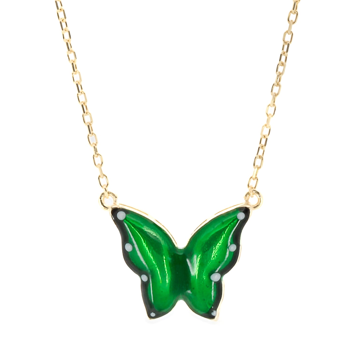 Emerald green deals butterfly necklace