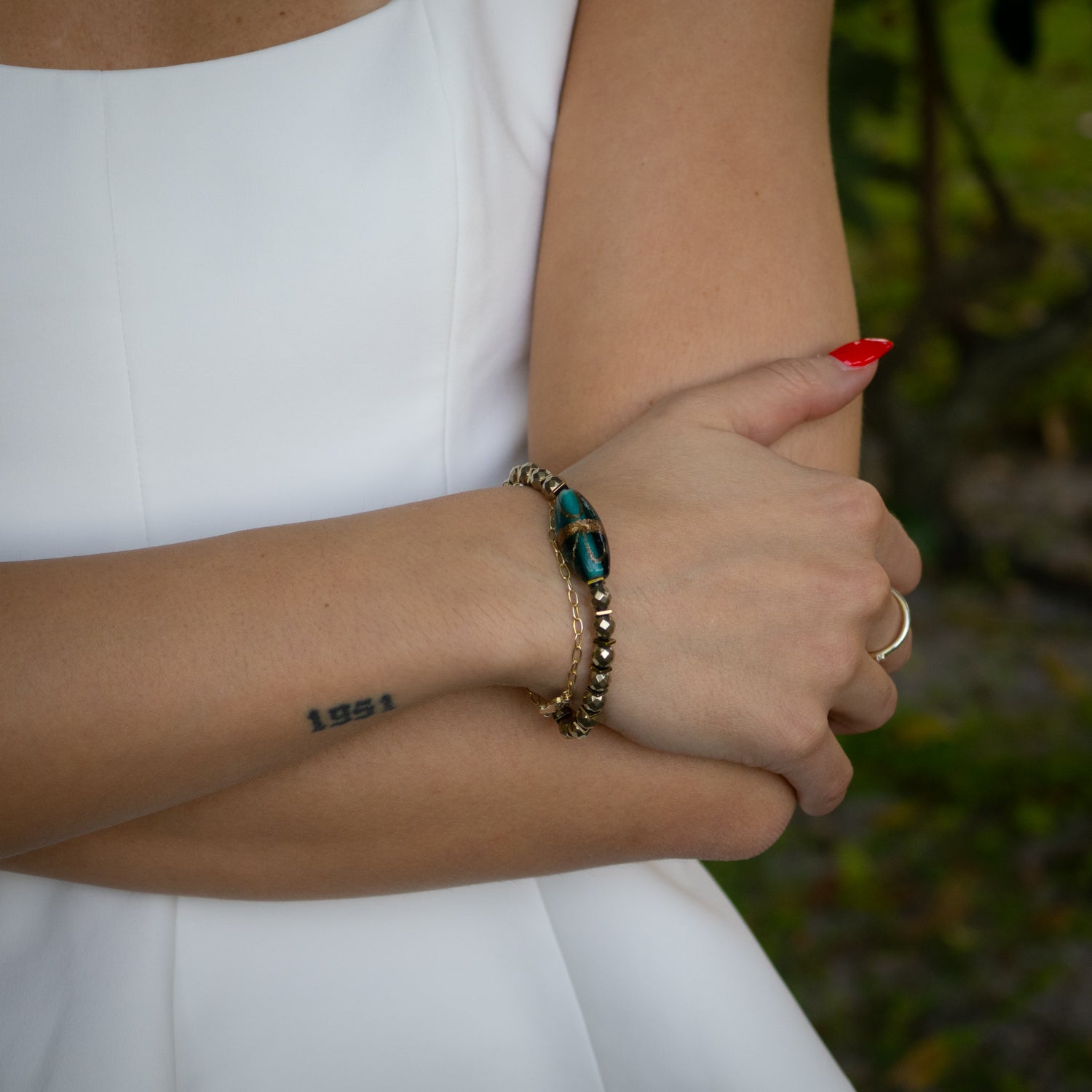 Gold Hematite Stone Dainty Bracelet