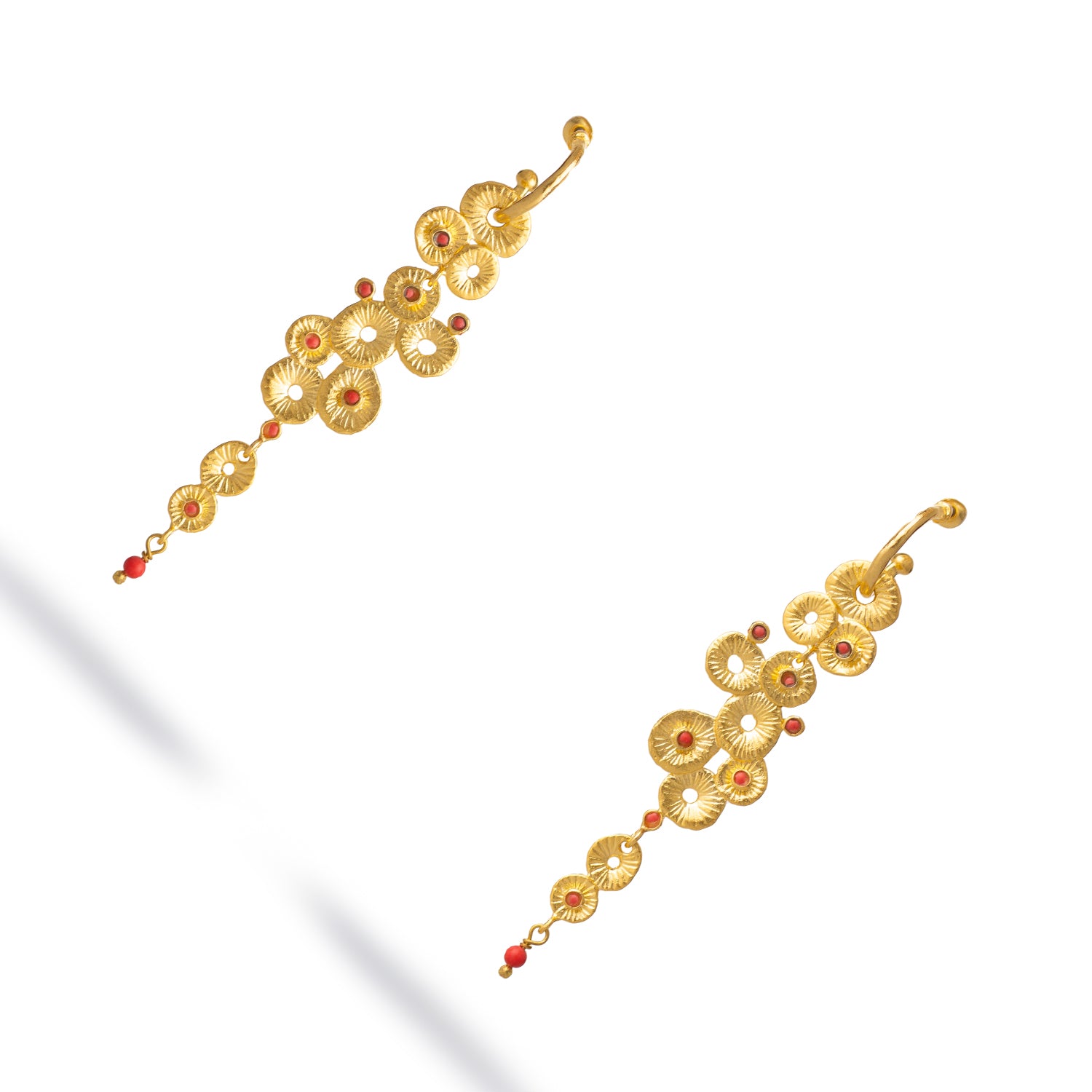 Golden Aura Coral Dangle Earrings