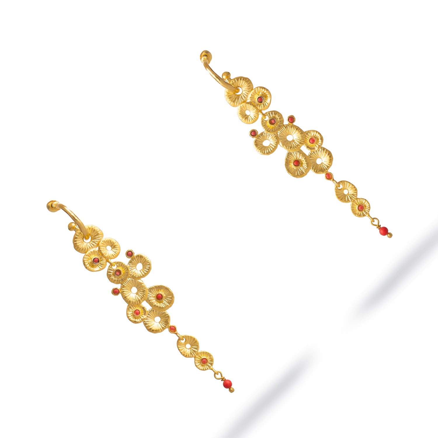 Golden Aura Coral Dangle Earrings