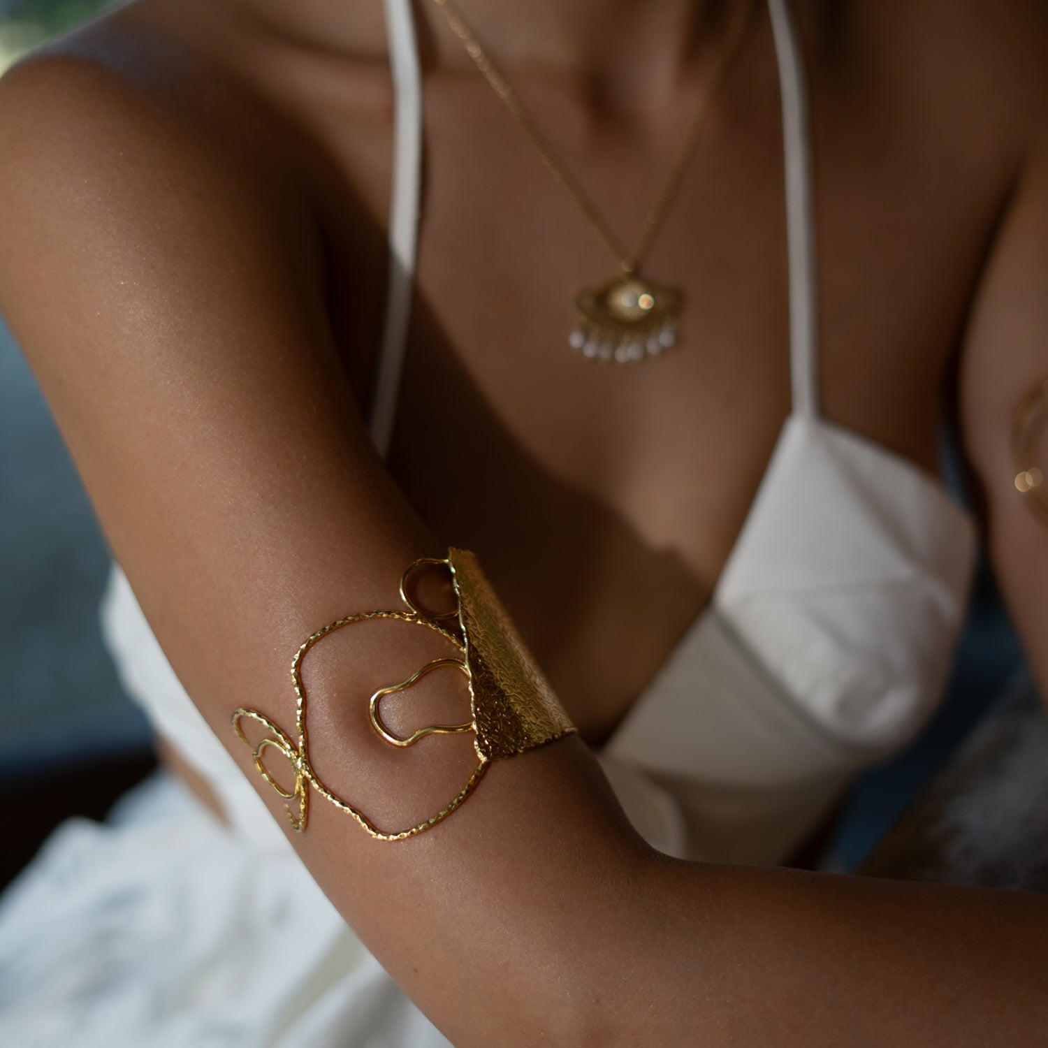 Golden Flame Arm & Cuff Bracelet