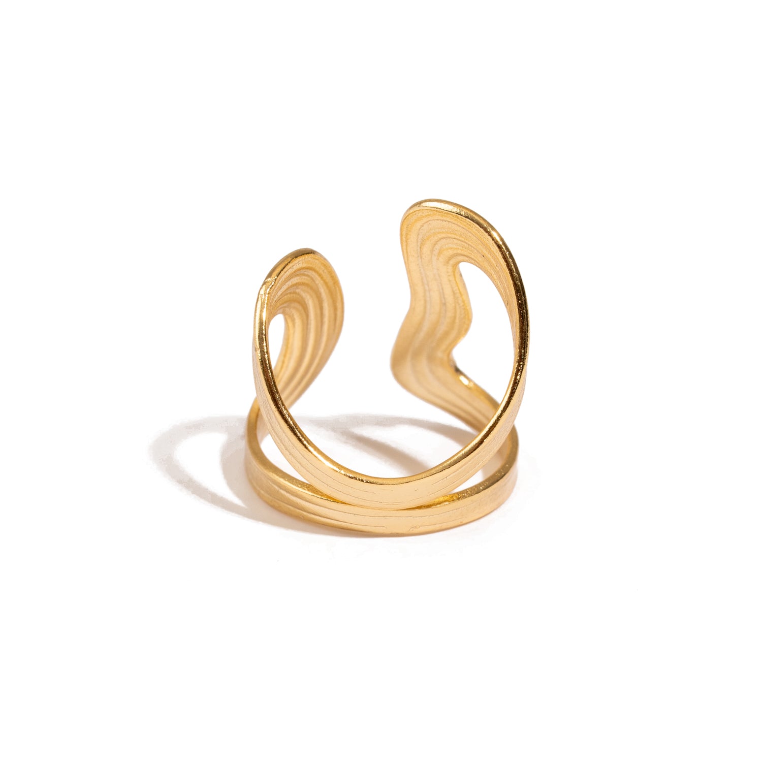 Golden Flow Cuff Adjustable Ring