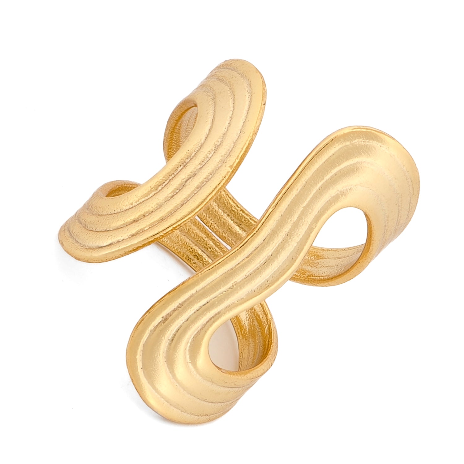 Golden Flow Cuff Adjustable Ring