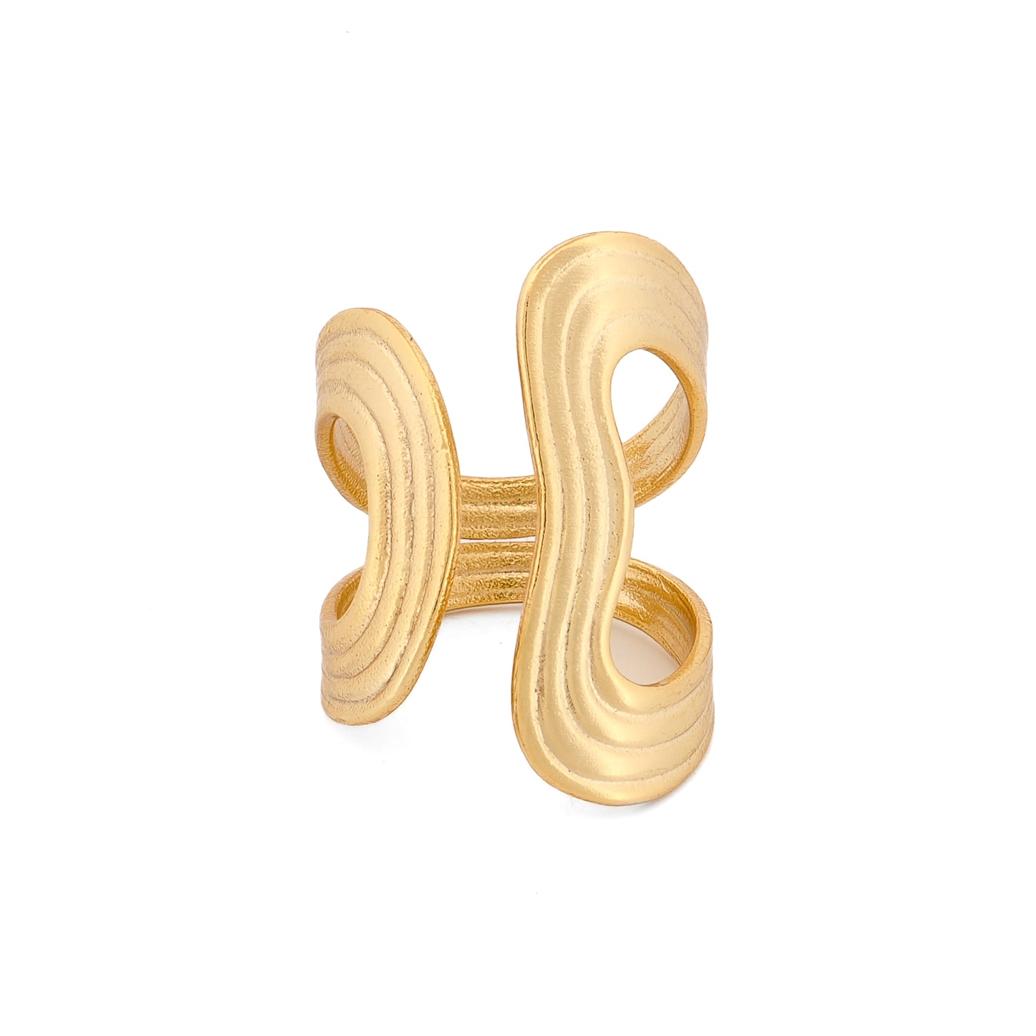 Golden Flow Cuff Adjustable Ring