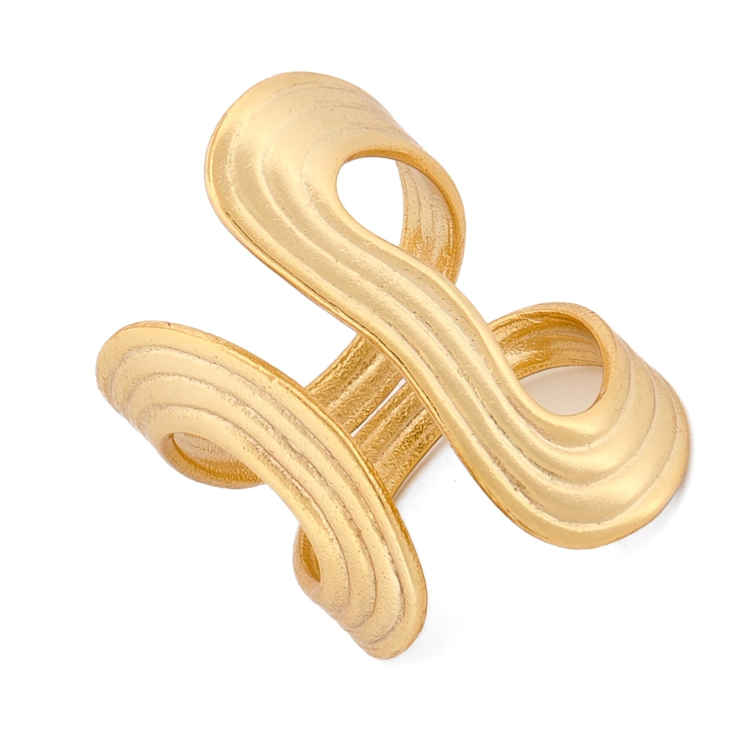Golden Flow Cuff Adjustable Ring