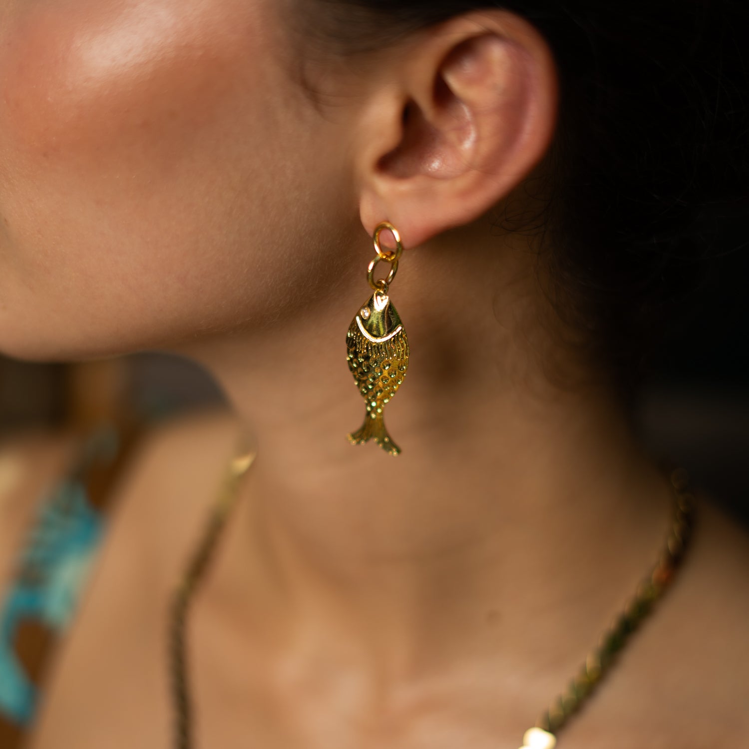 Golden Fortune Fish Dangle Earrings