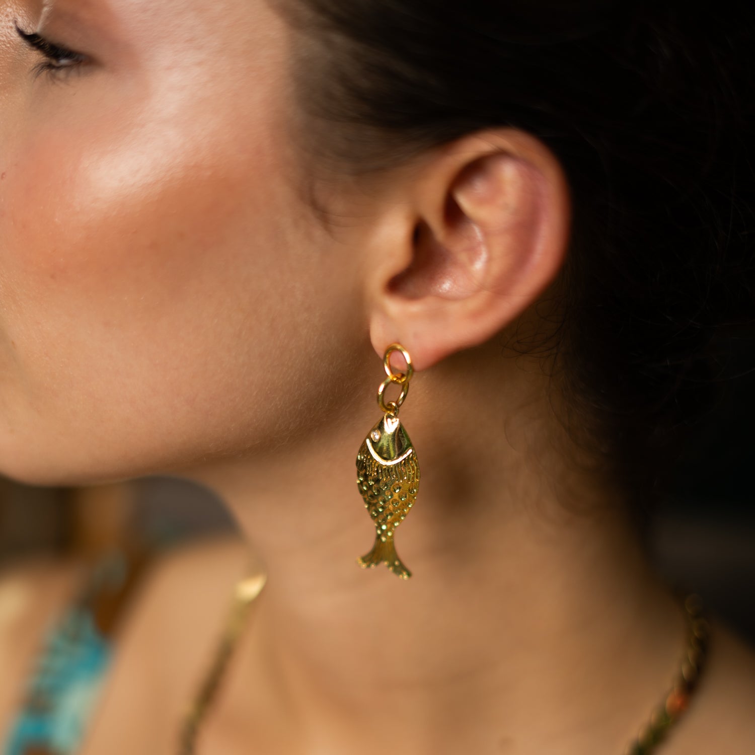 Golden Fortune Fish Dangle Earrings