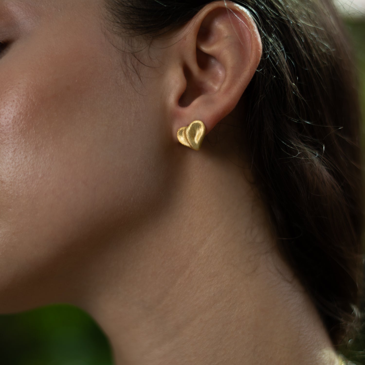 Golden Heartbeat Stud Earrings