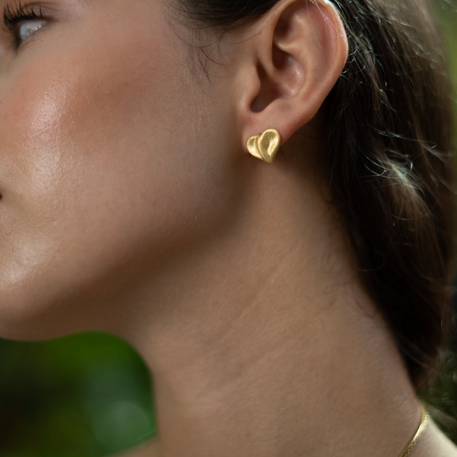 Golden Heartbeat Stud Earrings