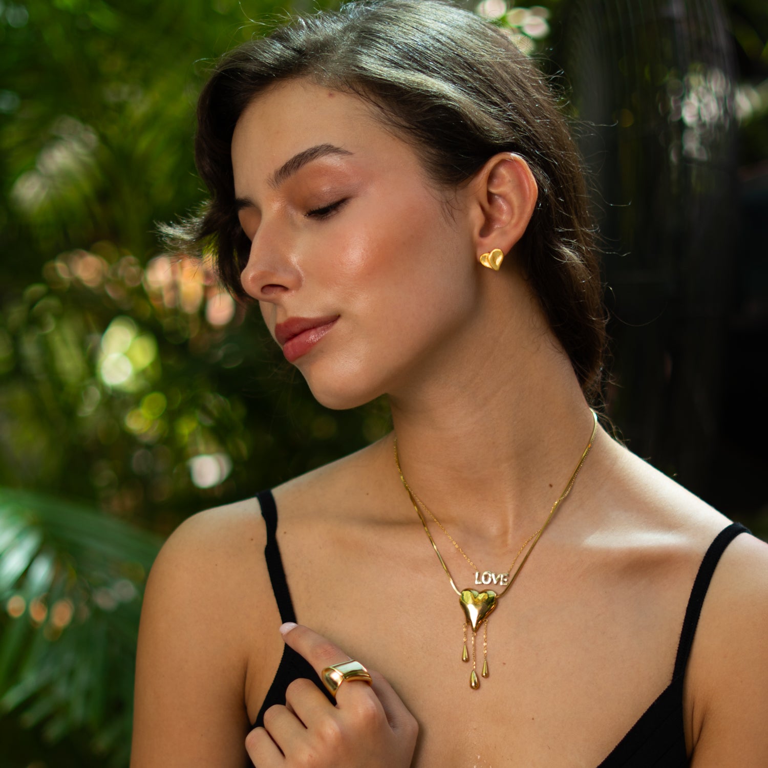 Golden Heartbeat Stud Earrings