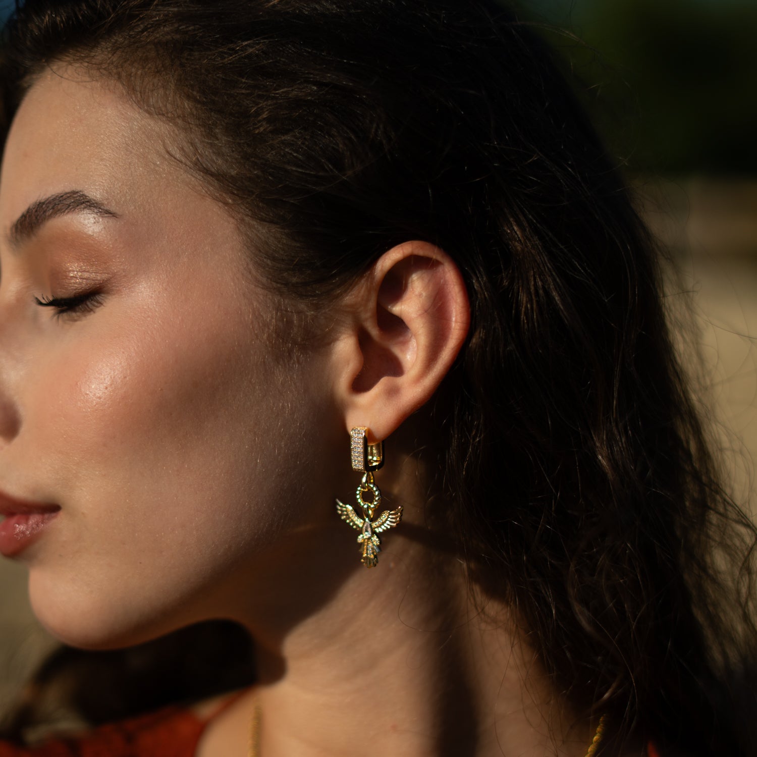 Golden Phoenix Drop Earrings
