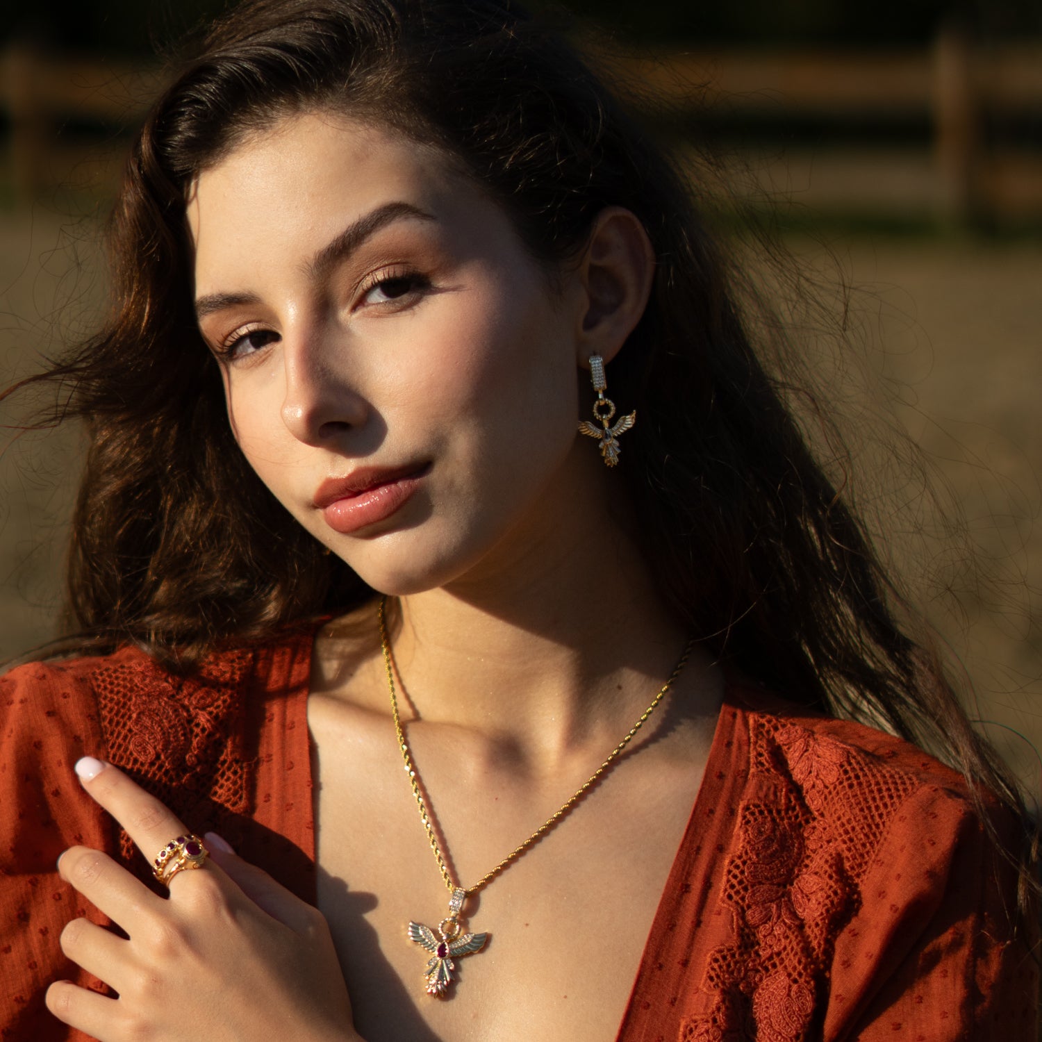 Golden Phoenix Drop Earrings