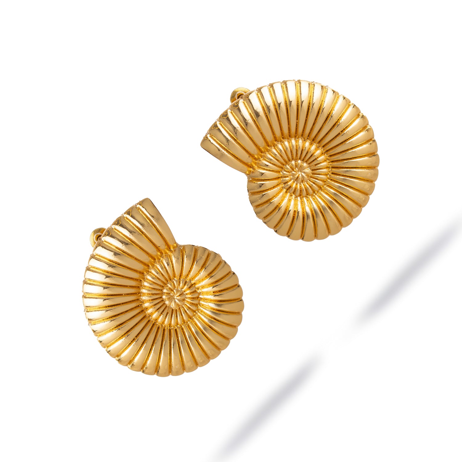 Golden Spiral Seashell Earrings